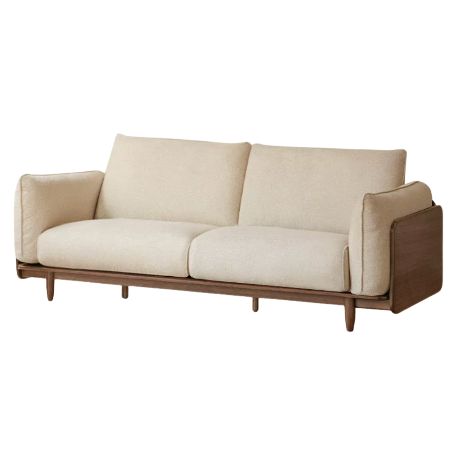 Black Walnut Solid Wood, Oak, Solid Sandalwood Genuine leather, fabric Sofa with Wood Base