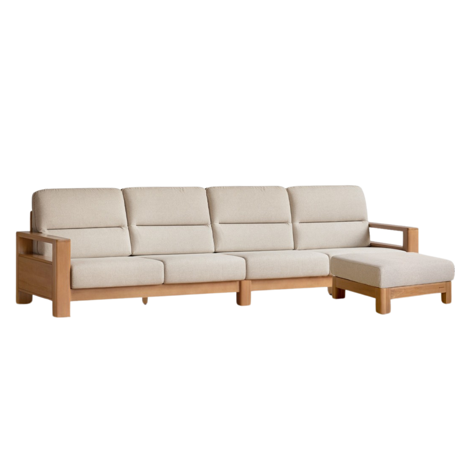 Poplar Solid Wood Sofa Modern Simple High Back Fabric Sofa