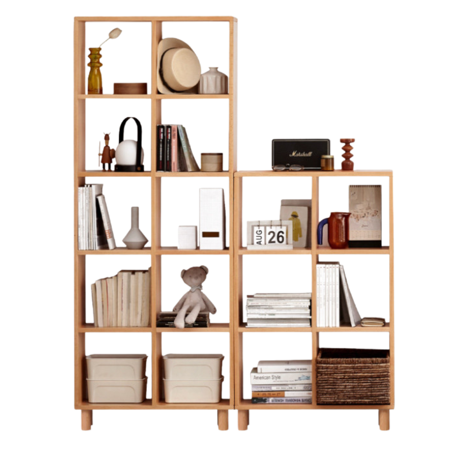 Beech, Oak Solid Wood Bookshelf Bookcase Free Combination