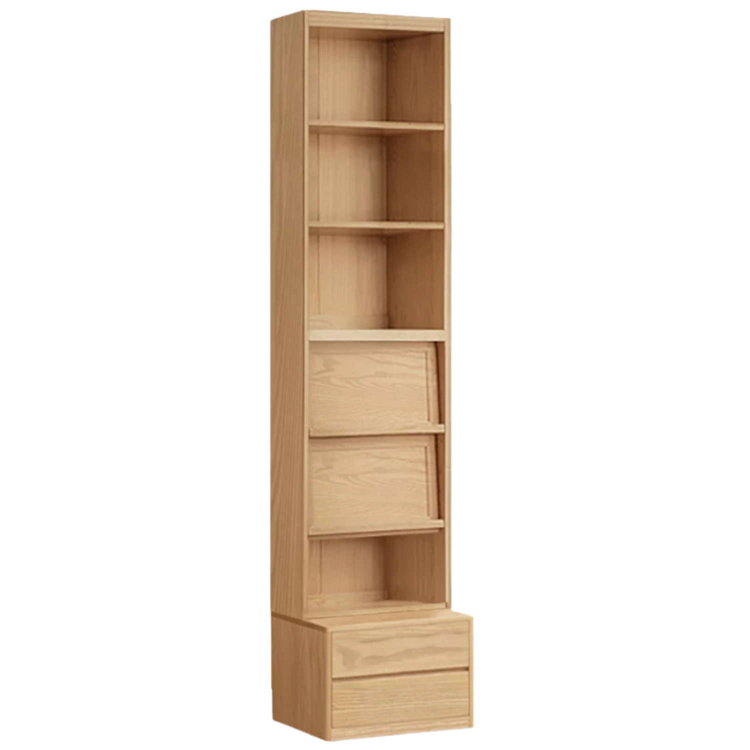 Ash Solid Wood Wall-Mounted Bookcase with Integrated Study Shelf