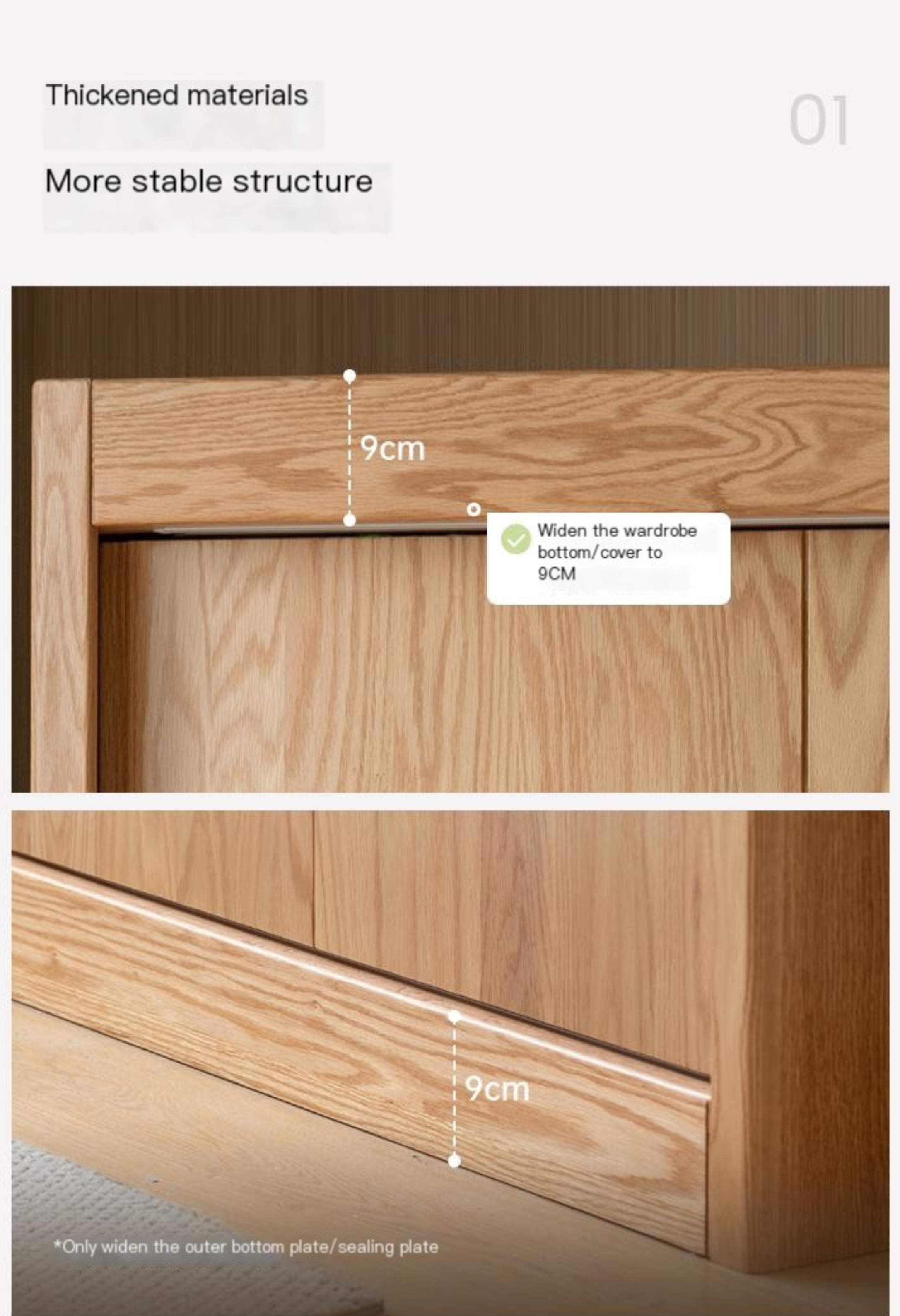 Oak, Ash Solid Wood Modern Wardrobe.