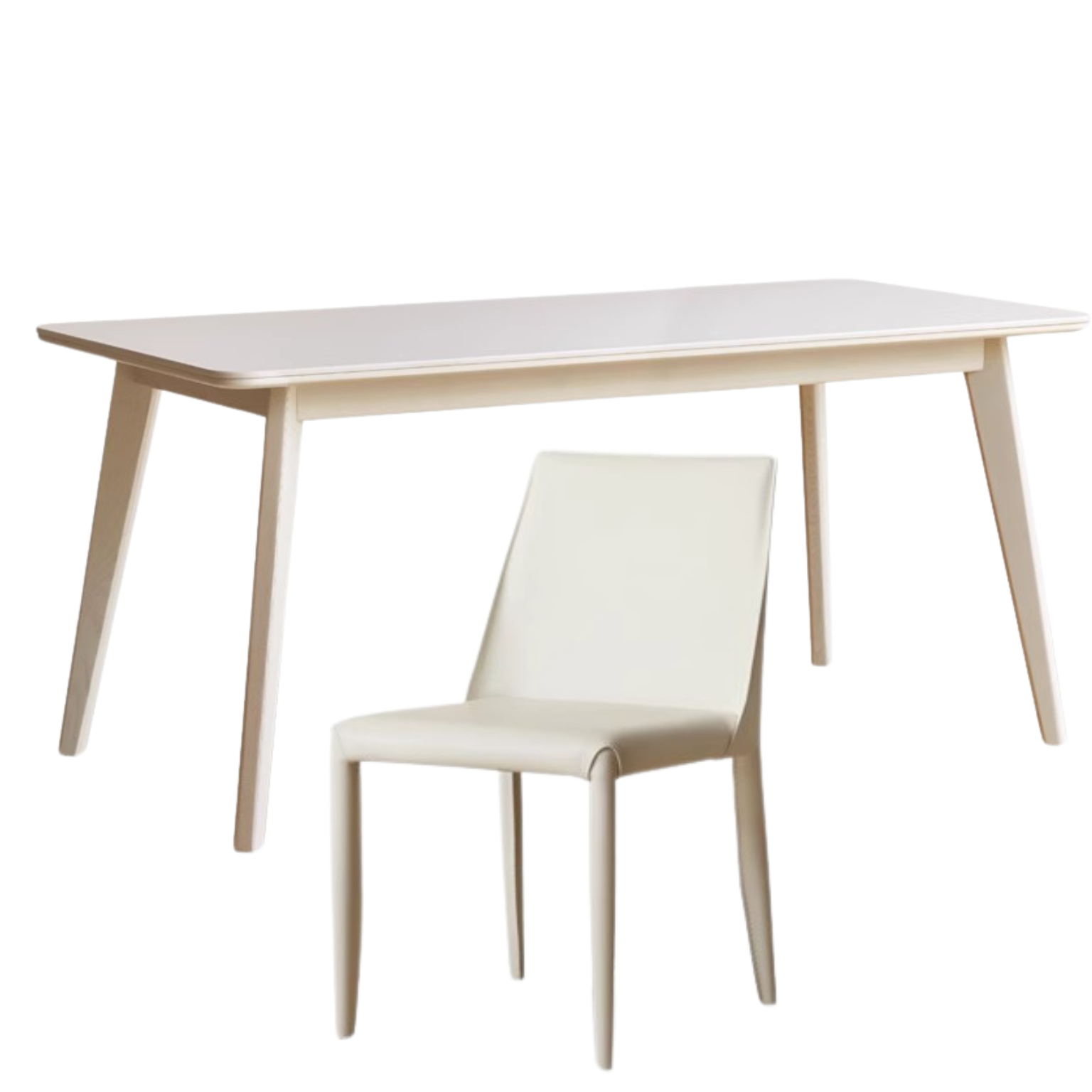 Birch Solid Wood Slate Cream Wind White Dining Table