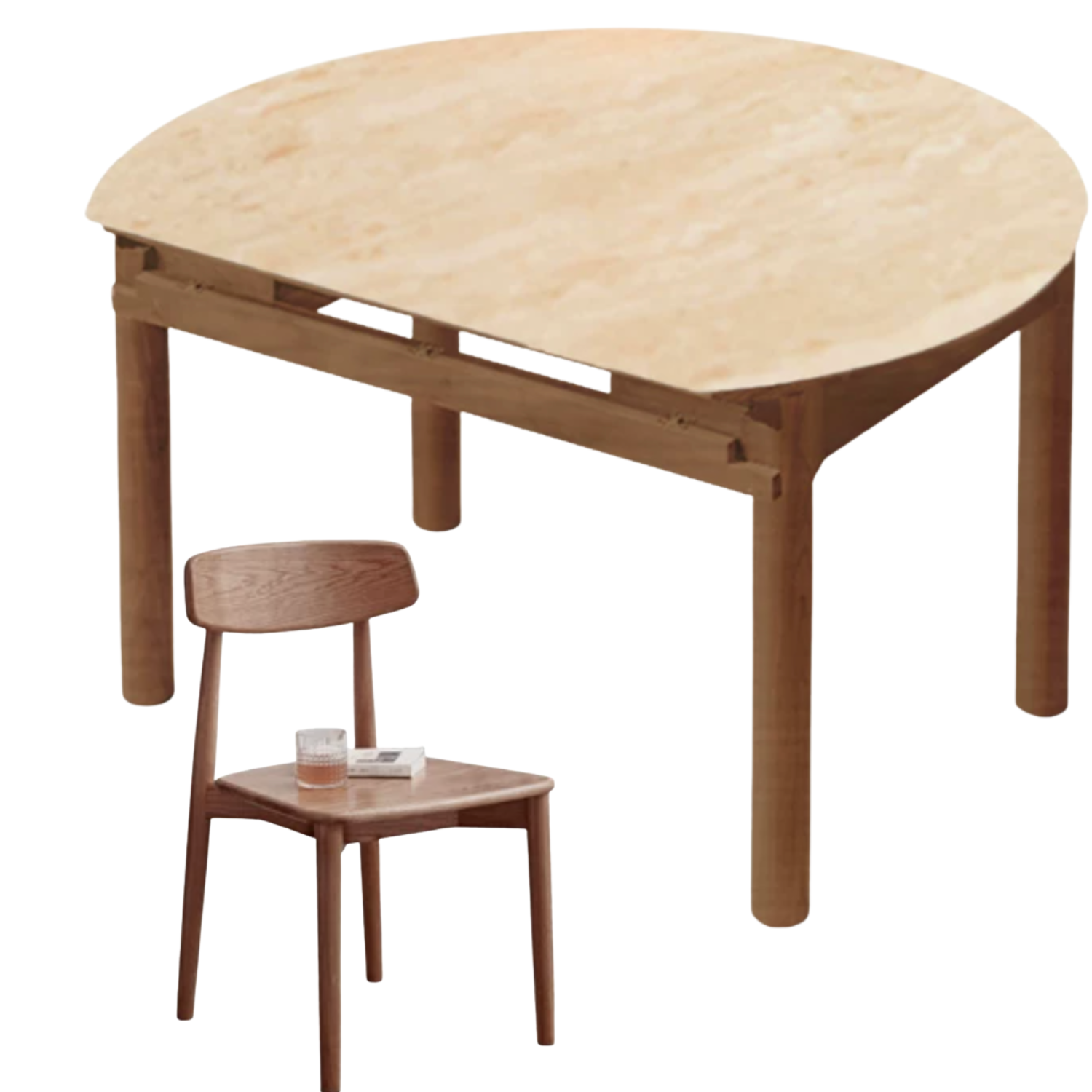 Black Walnut, Ash, Oak Solid Wood Folding Round Dining Table