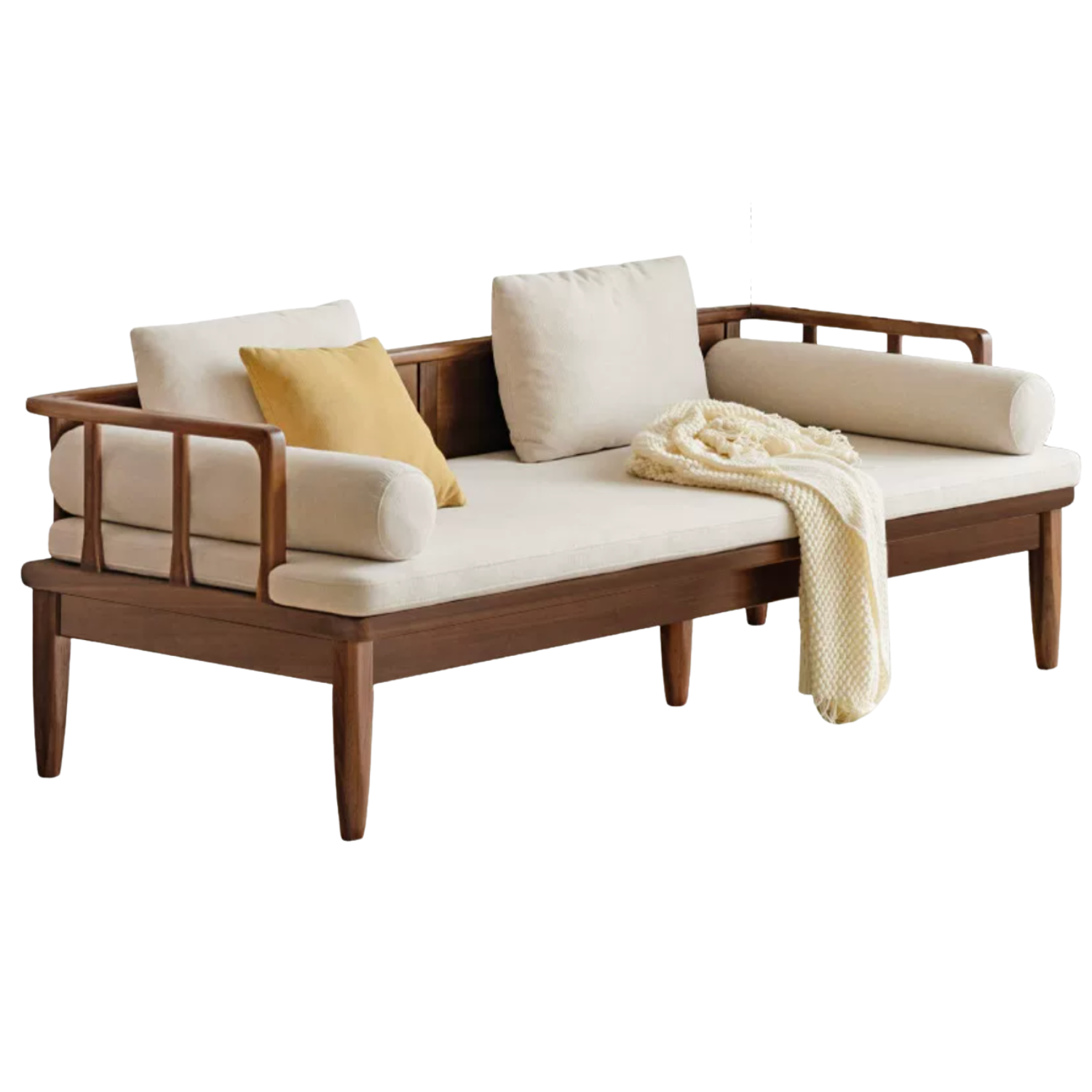 Black Walnut Solid Wood Winter and Summer Dual-use Sofa.