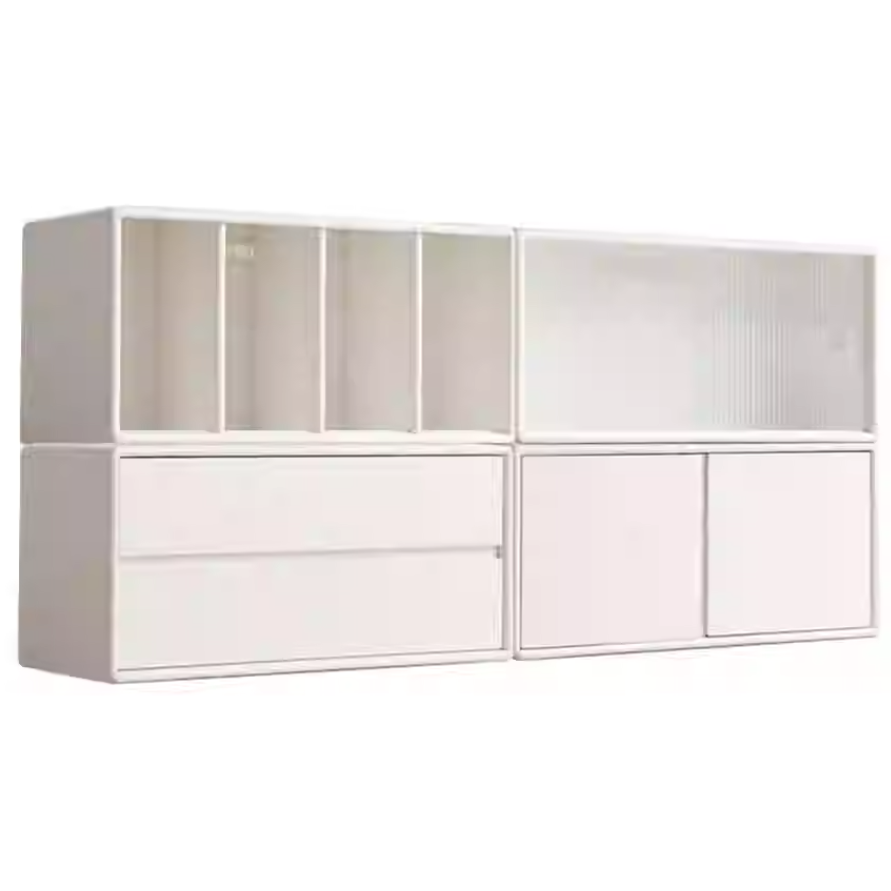 Solid RubberWood Locker Cream Style Free Combination Cabinet.