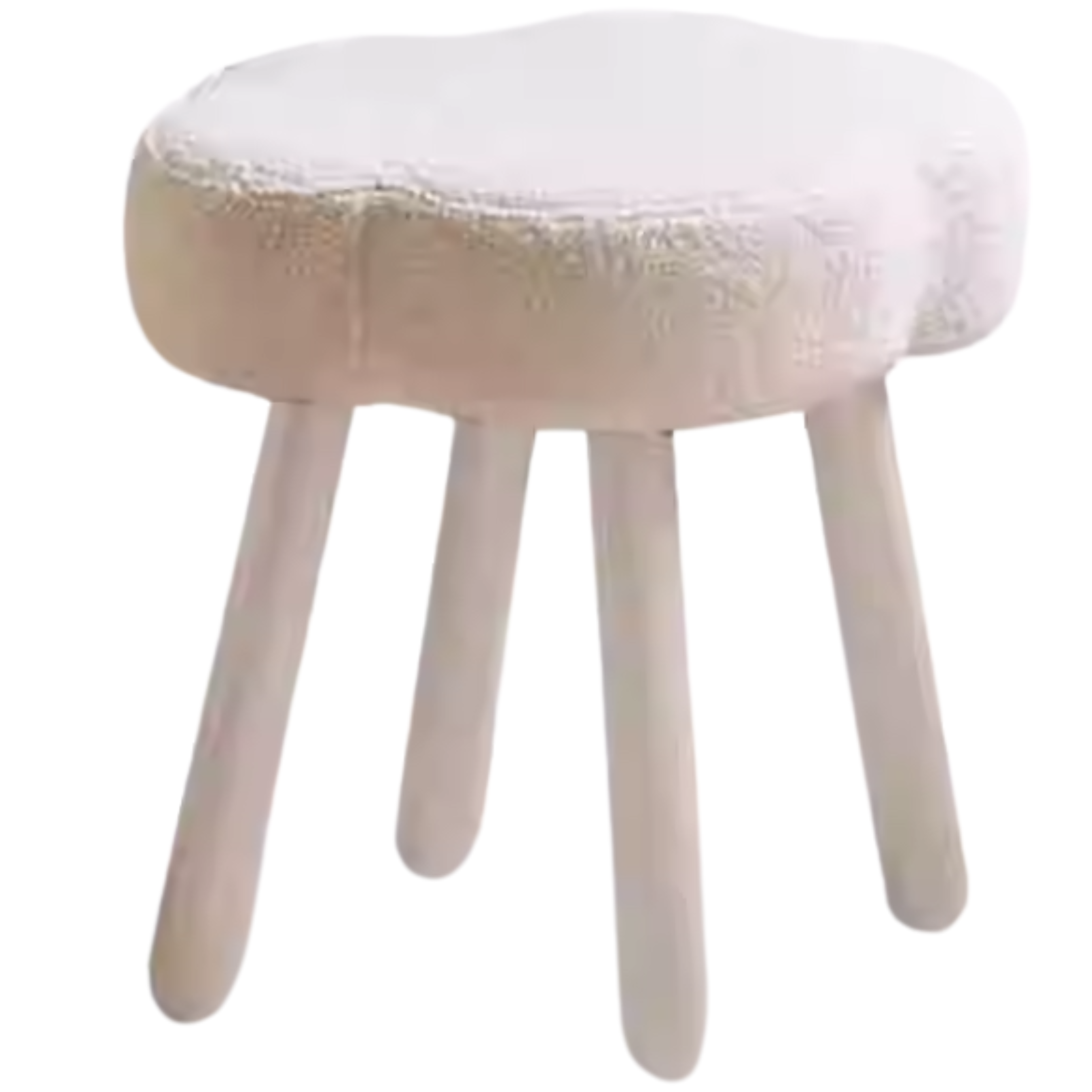 Beech, Solid Rubberood Lamb Velvet Cloud Makeup Stool