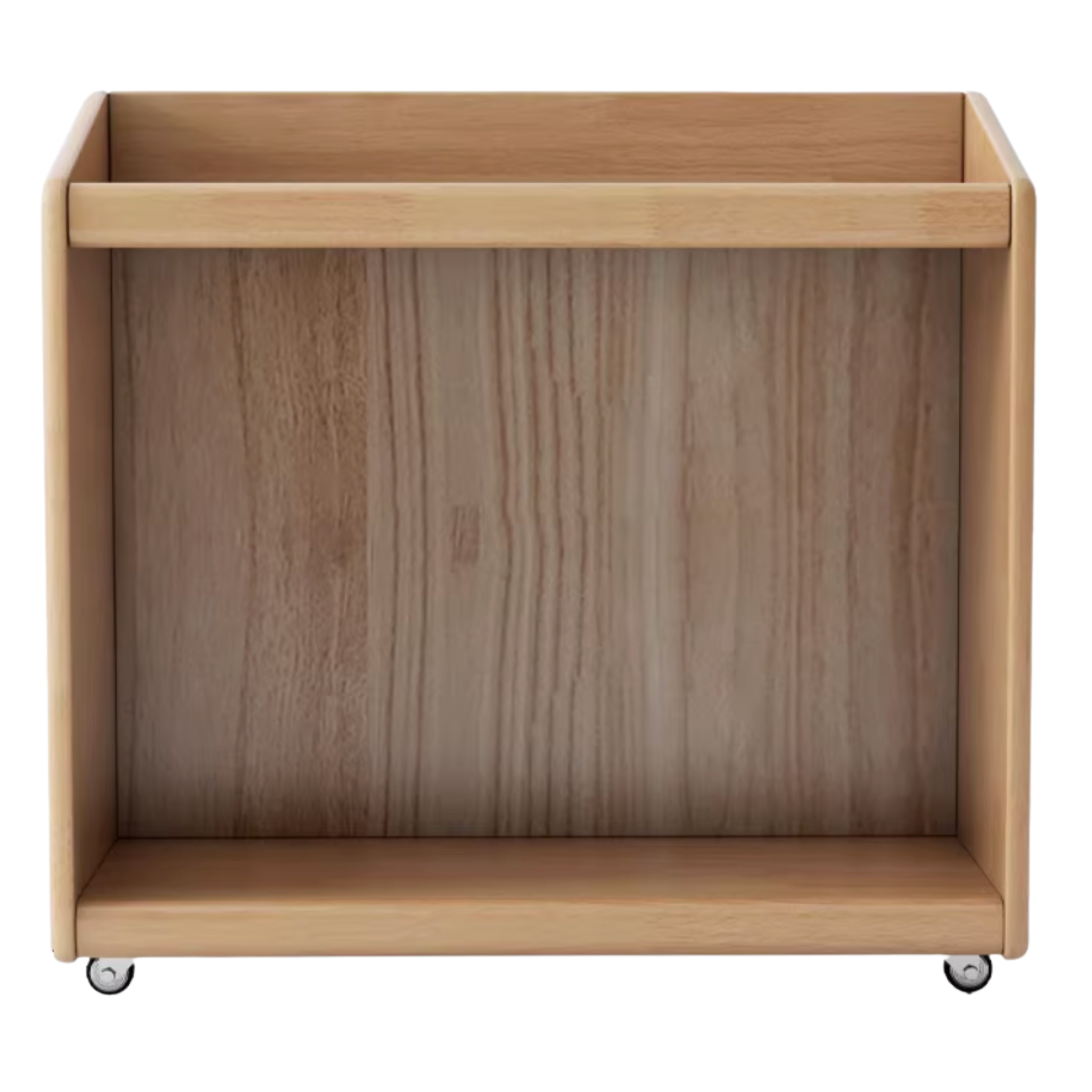 Oak, Rubberwood Solid Wood Under-desk Mobile Bookshelf