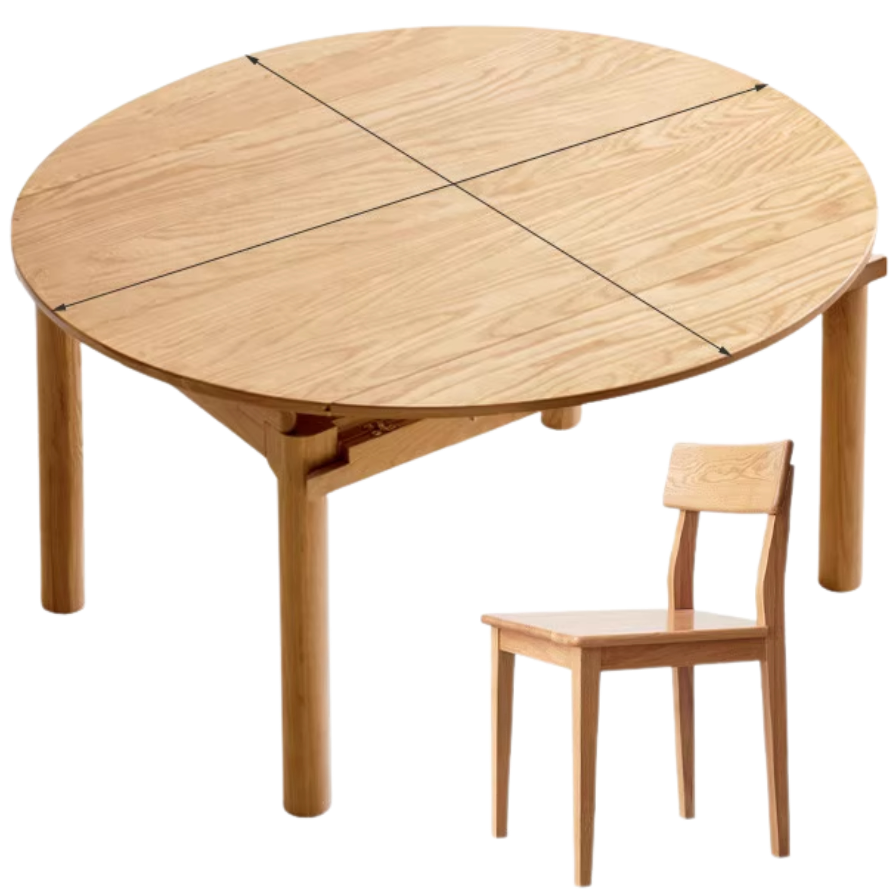 Ash, Cherry, Oak Solid Wood Folding Dining Table