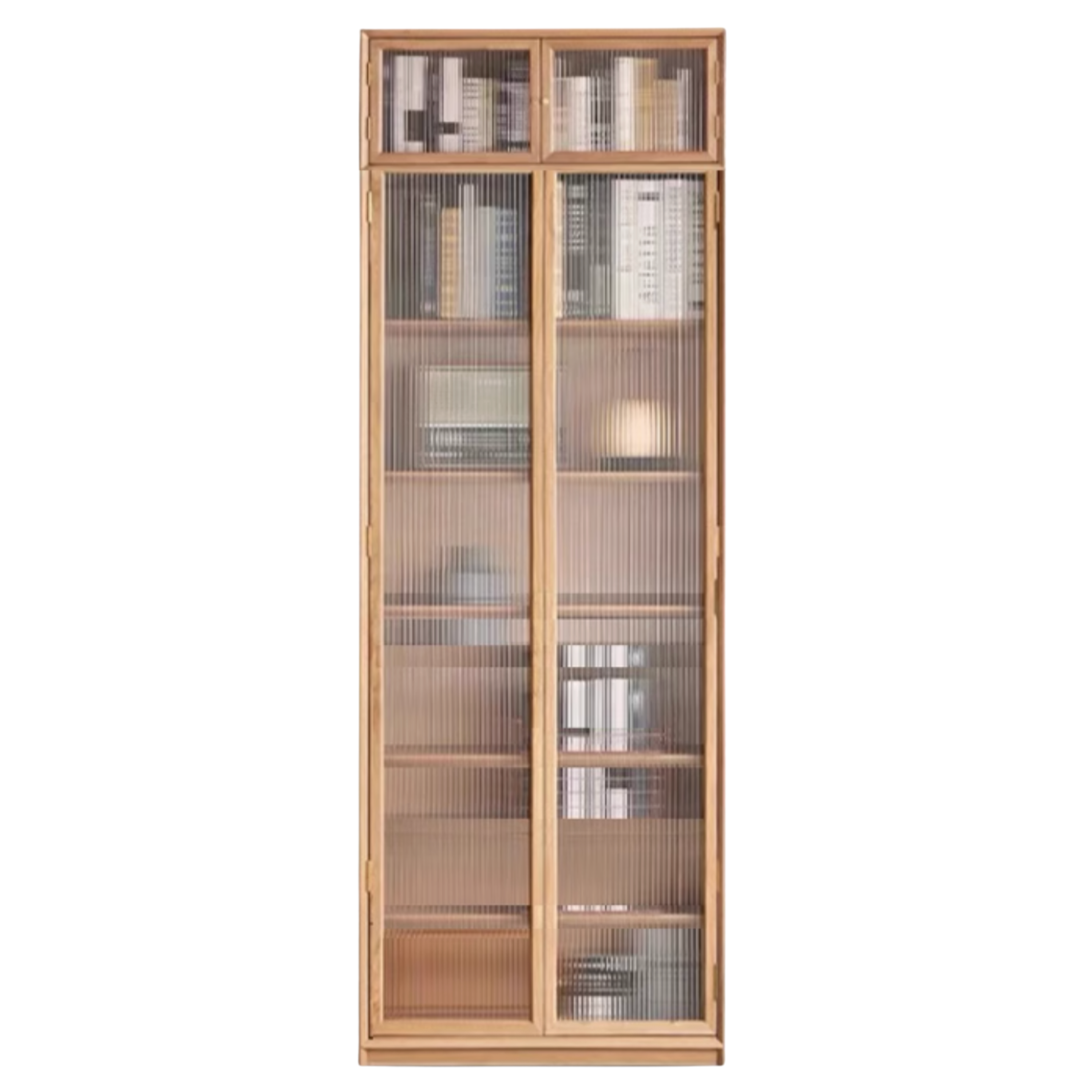 Oak Solid Wood Dust-Proof Glass Door Wall Floor-to-ceiling Bookshelf