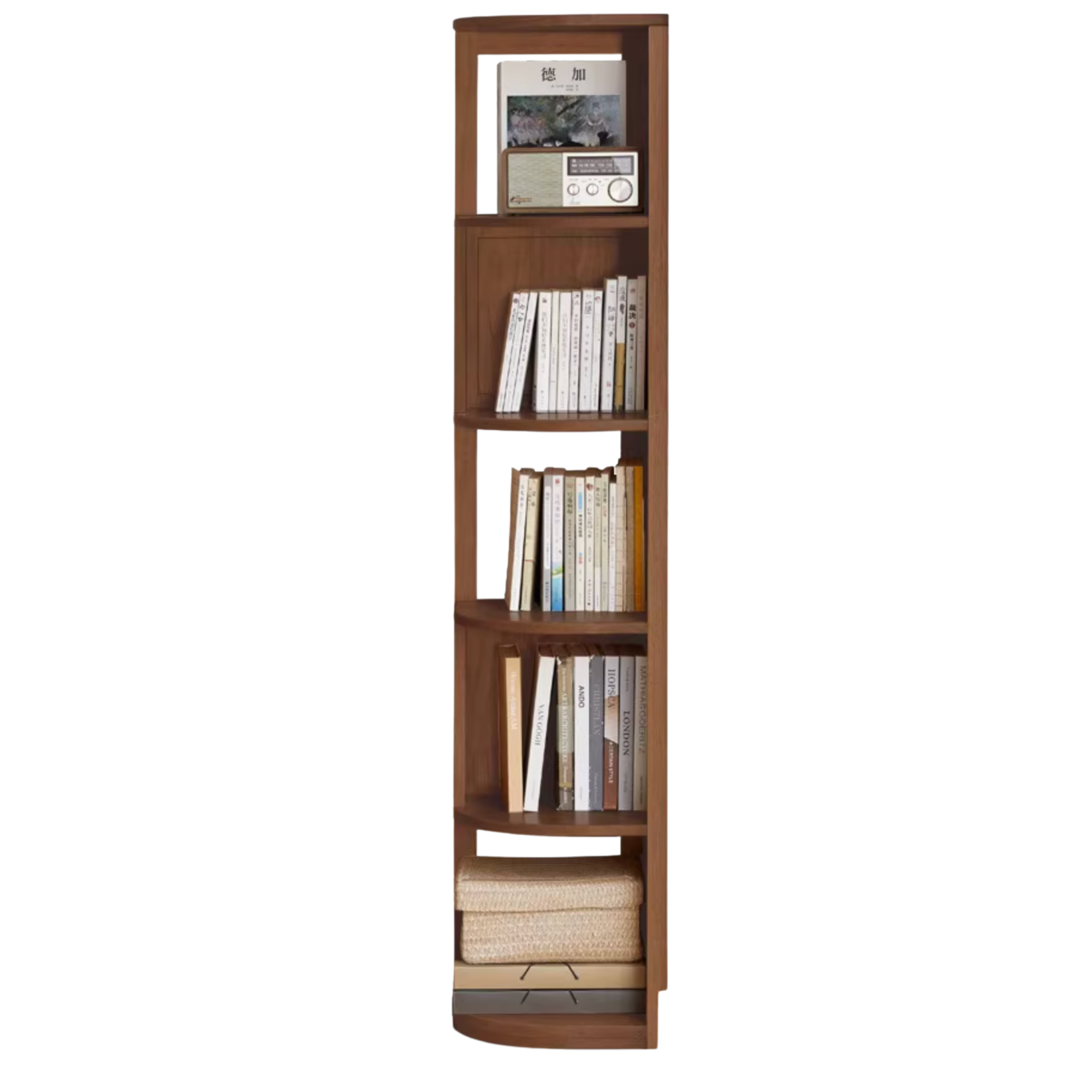 Oak, Rubbber Solid Wood Corner Bookshelf
