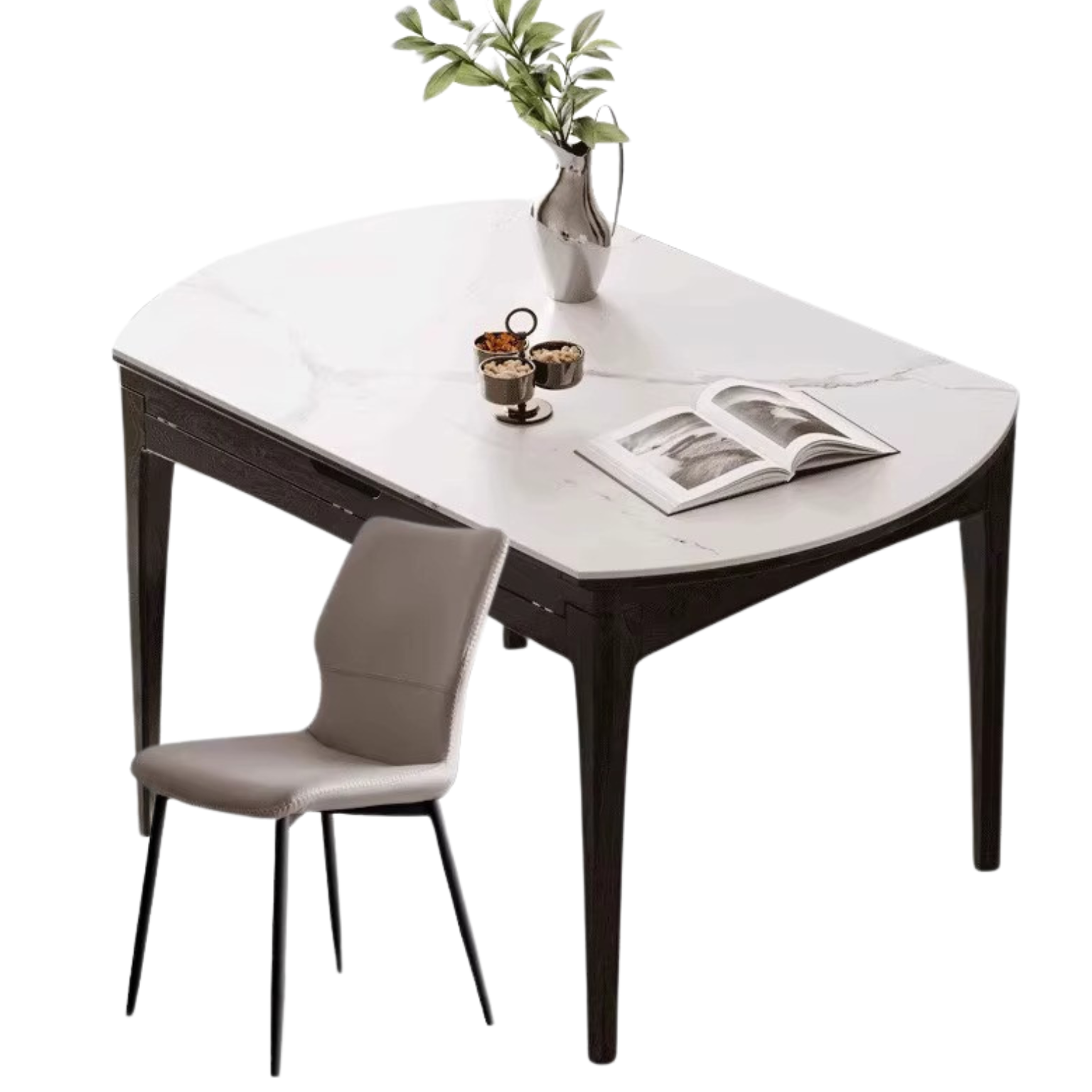 Oak Solid Wood Light Luxury Rock Slab Folding Dining Table