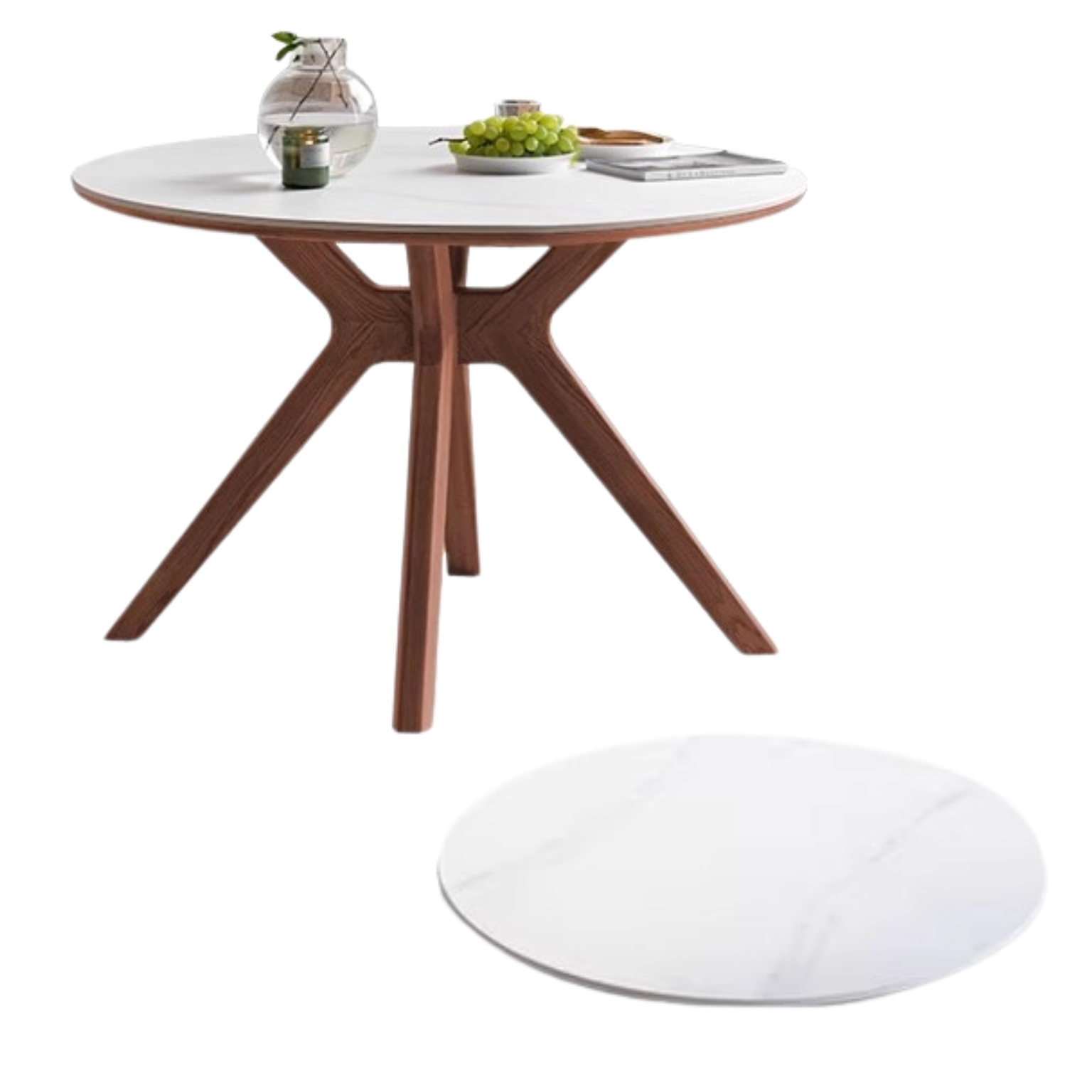 Black Walnut Solid Wood Round Dining Table