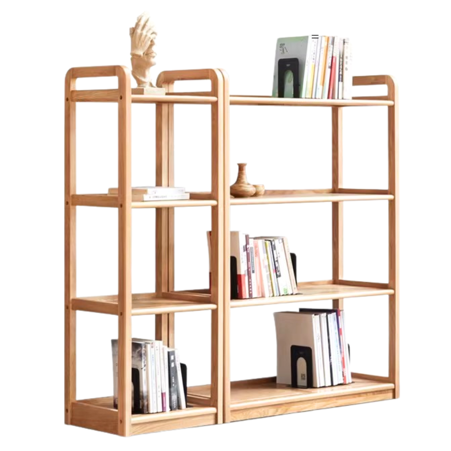 Oak Solid Wood Floor-Standing Bookshelf, Flower Rack