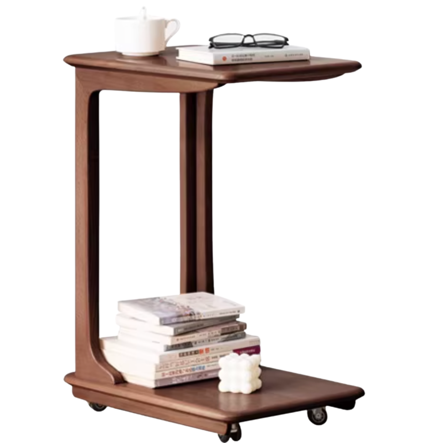 Cherry, Beech, Black Walnut, Solid Rubberwood Chic C-Shaped Side Table
