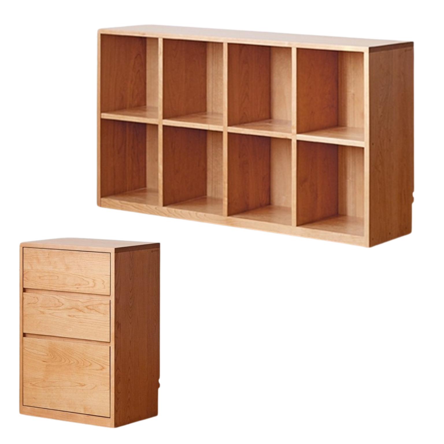 Cherry Solid Wood Vintage Floor Storage Bookcase