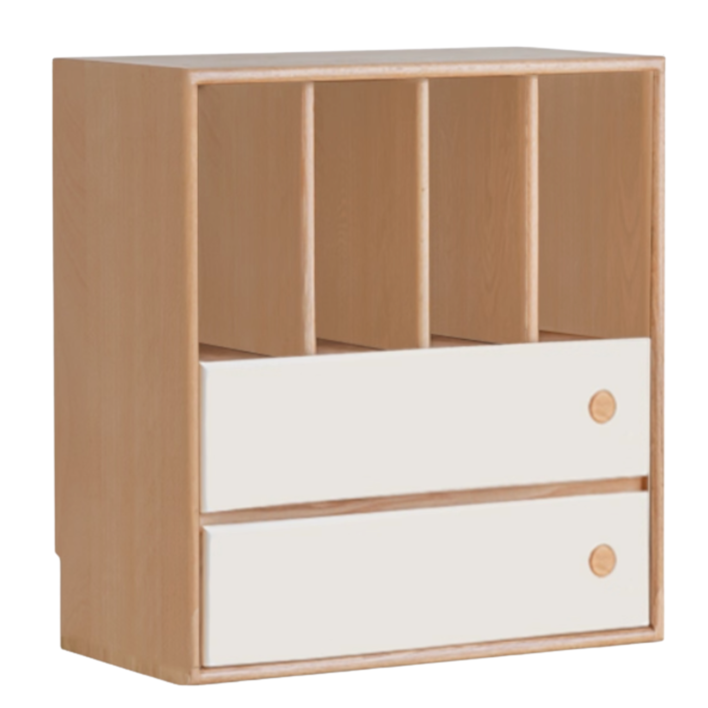Oak, Beech Solid Wood Cream Style Module Combination Bookcase