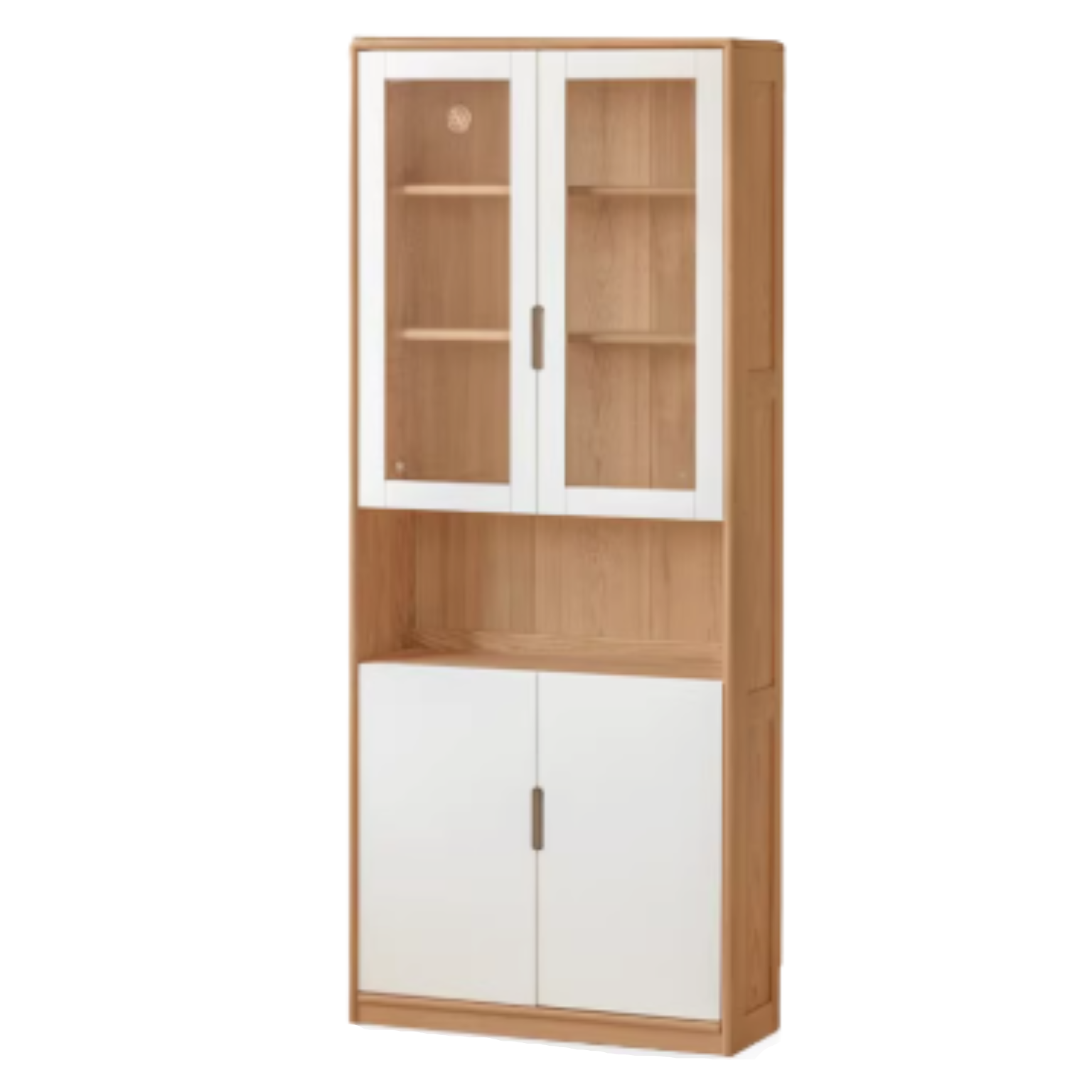 Oak Solid Wood Bookcase Storage Style Floor High