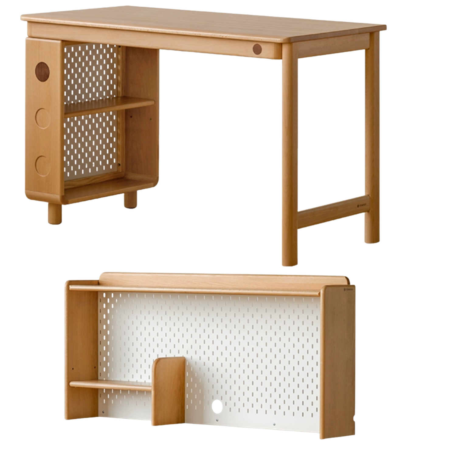 Beech Solid Wood Children's Study Table Bookshelf Integrated