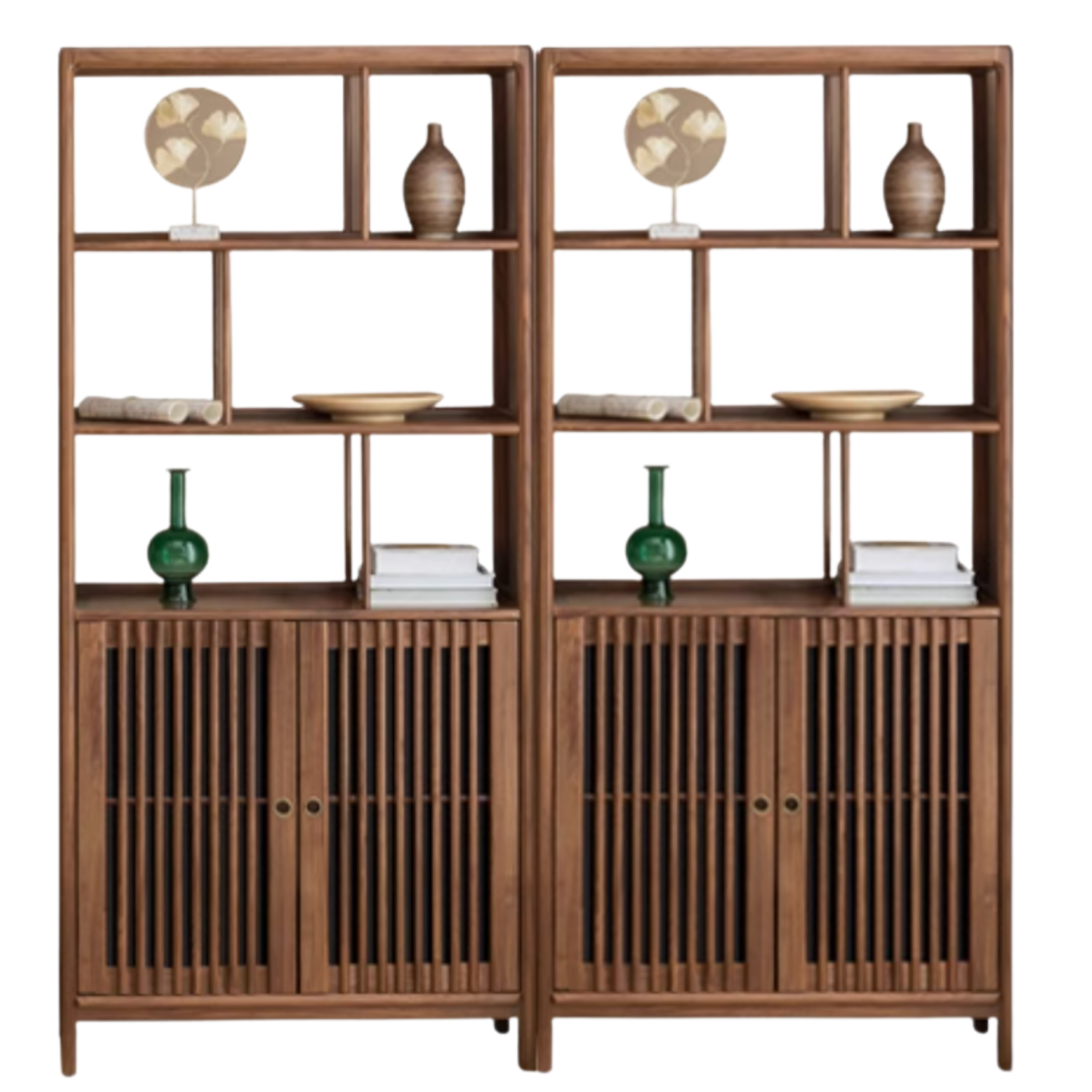 Black Walnut, Ash Solid Wood Bookshelf Combined Bookcase Display Cabinet Wall Shelf