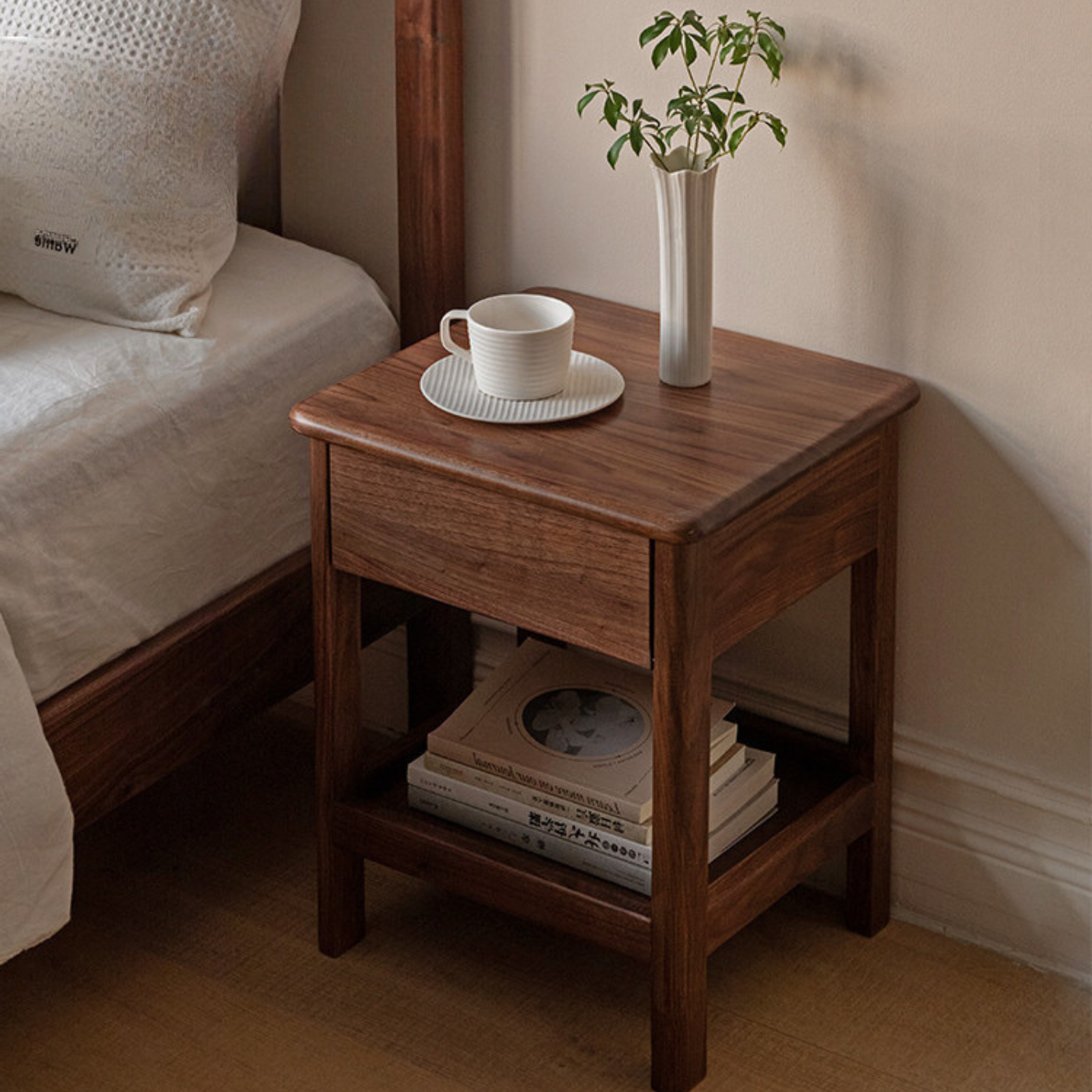 Black Walnut, Ash Bedside Storage Cabinet