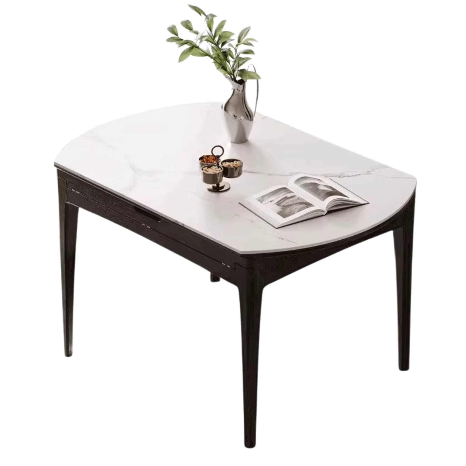 Oak Solid Wood Light Luxury Rock Slab Folding Dining Table