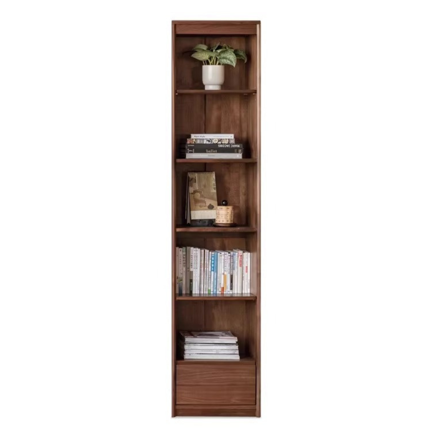 Black Walnut Solid Wood Bookcase Display Glass Door Storage Cabinet