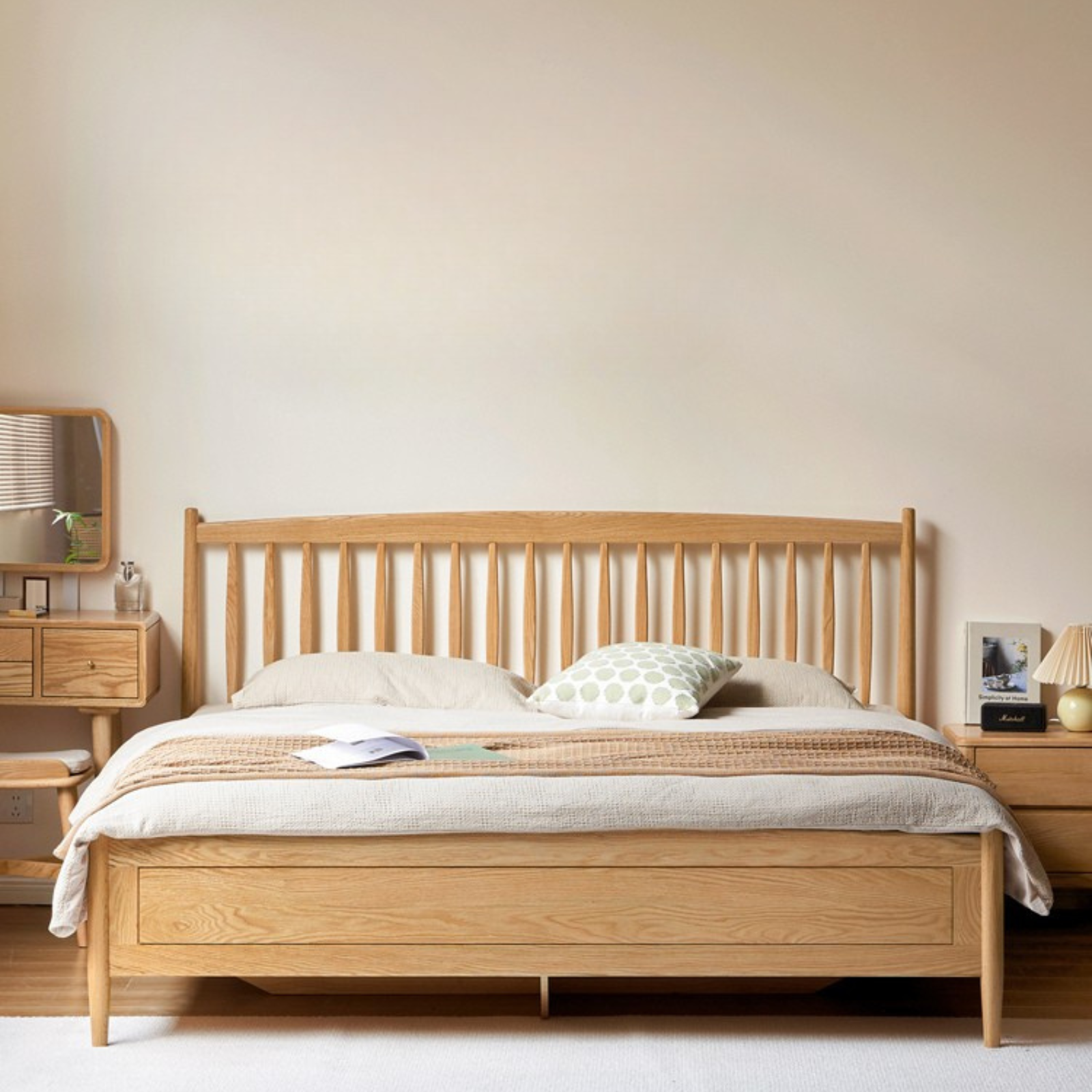 Oak Solid Wood Windsor Box Bed Nordic Modern