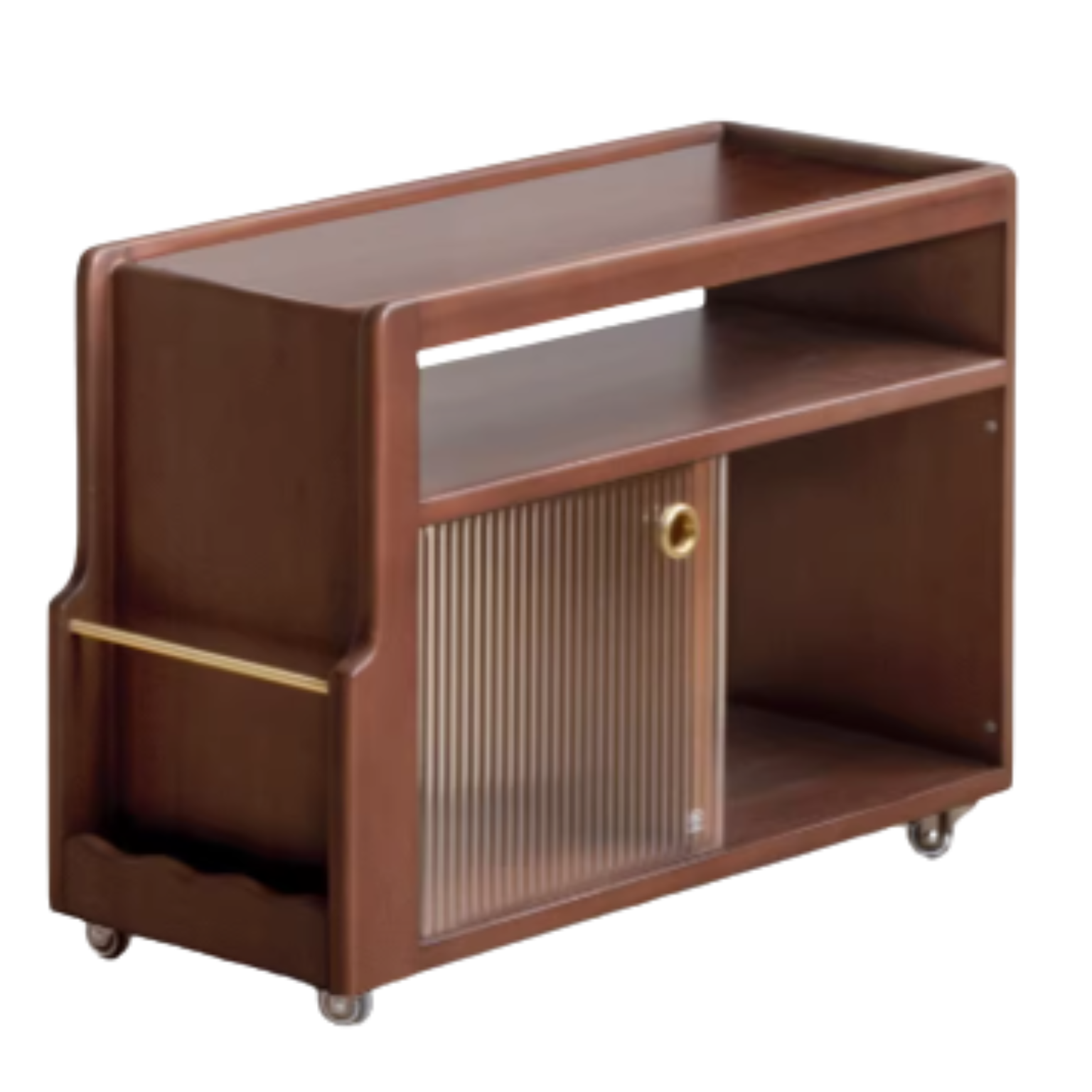 Oak, Beech, Poplar, Black Walnut Solid Wood Mobile Glass Side Table