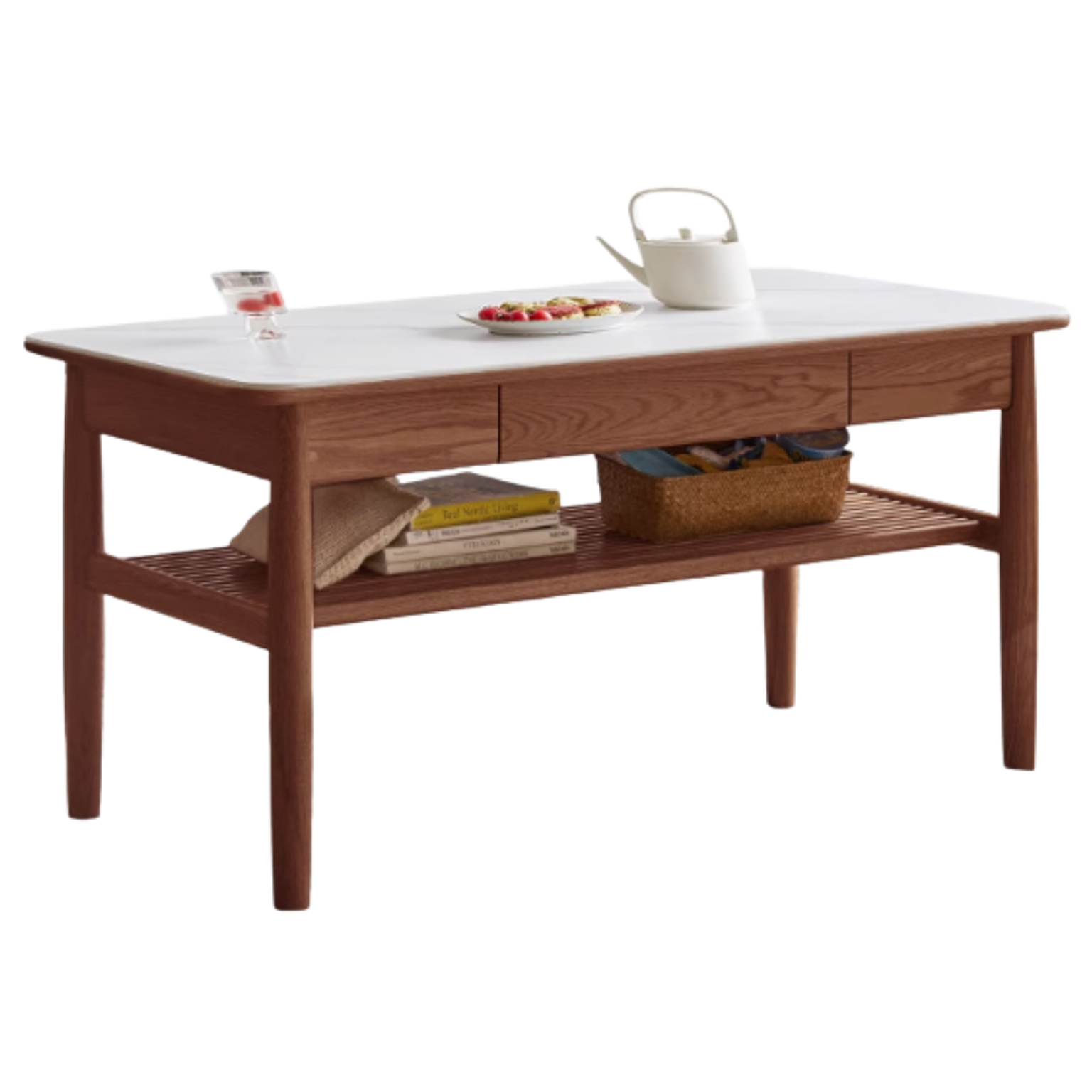 SALE Oak Solid Wood North American Double-Layer Coffee Table