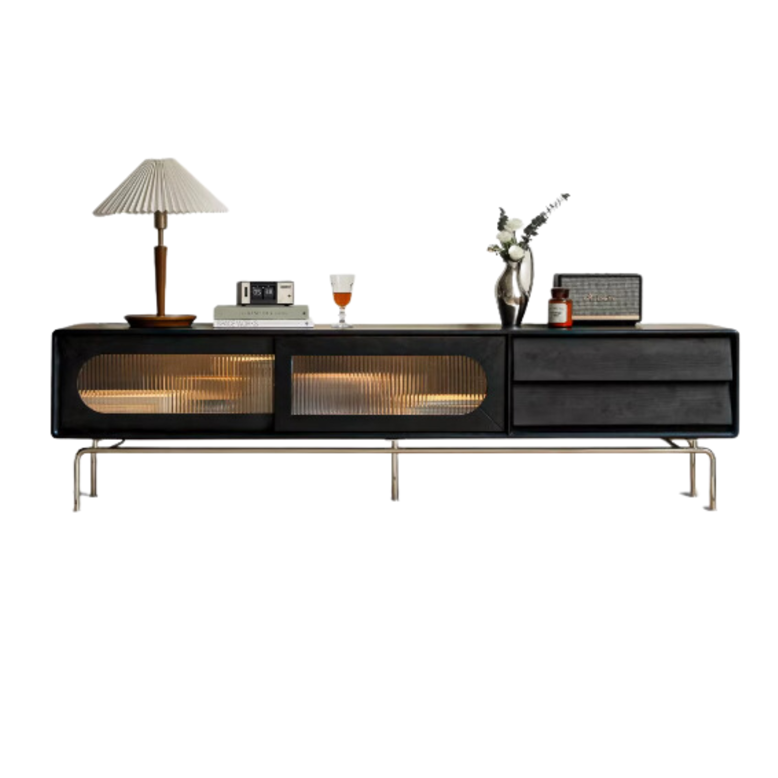 Tulipwood Solid Wood Light French TV Cabinet Sliding Door.