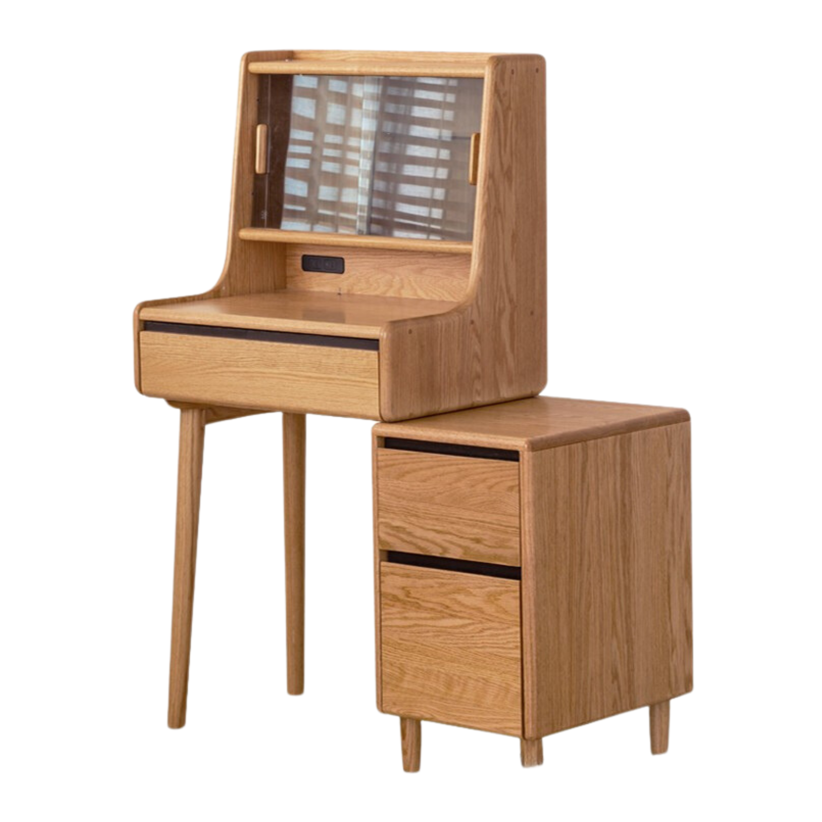 Oak, Ash Solid Wood Vanity Table with Shelf.