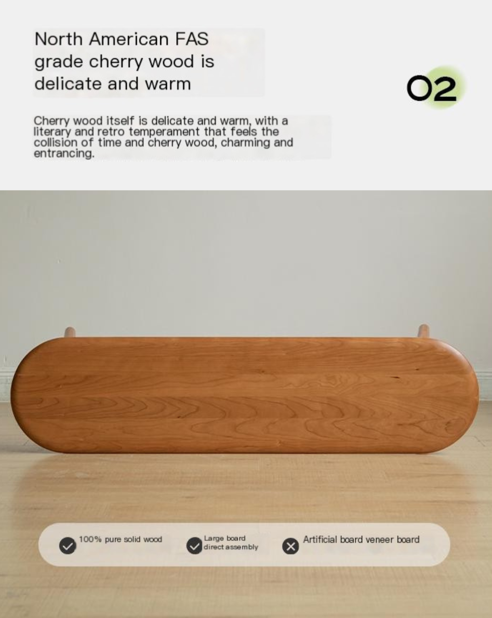 Oak, Black Walnut, Ash, Cherry Solid Wood Simple Bench: