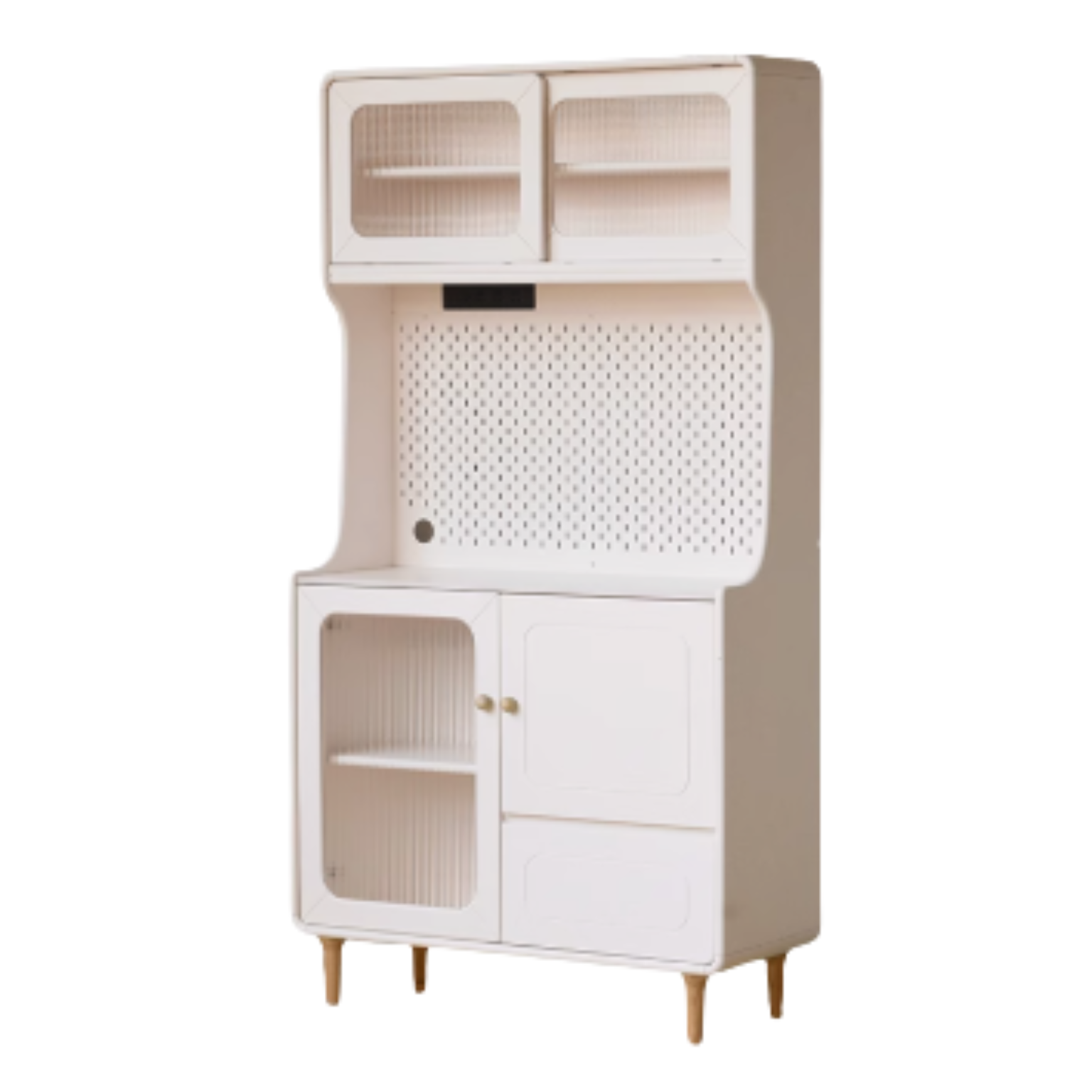 Solid RubberWood, Poplar Rock Board Cream Style Dining Sideboard