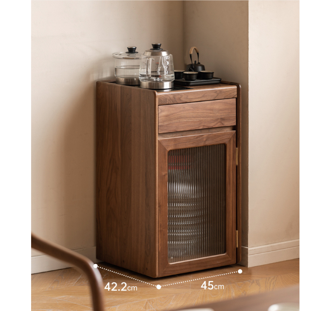 Oak, Black Walnut Solid Wood Tea Cabinet Kettle Integrated Side Cabinet