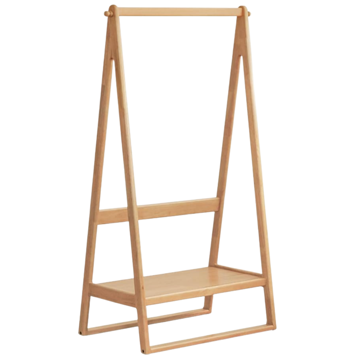 Oak, Rubberwood hanger for small bedroom floor standing storage rack
