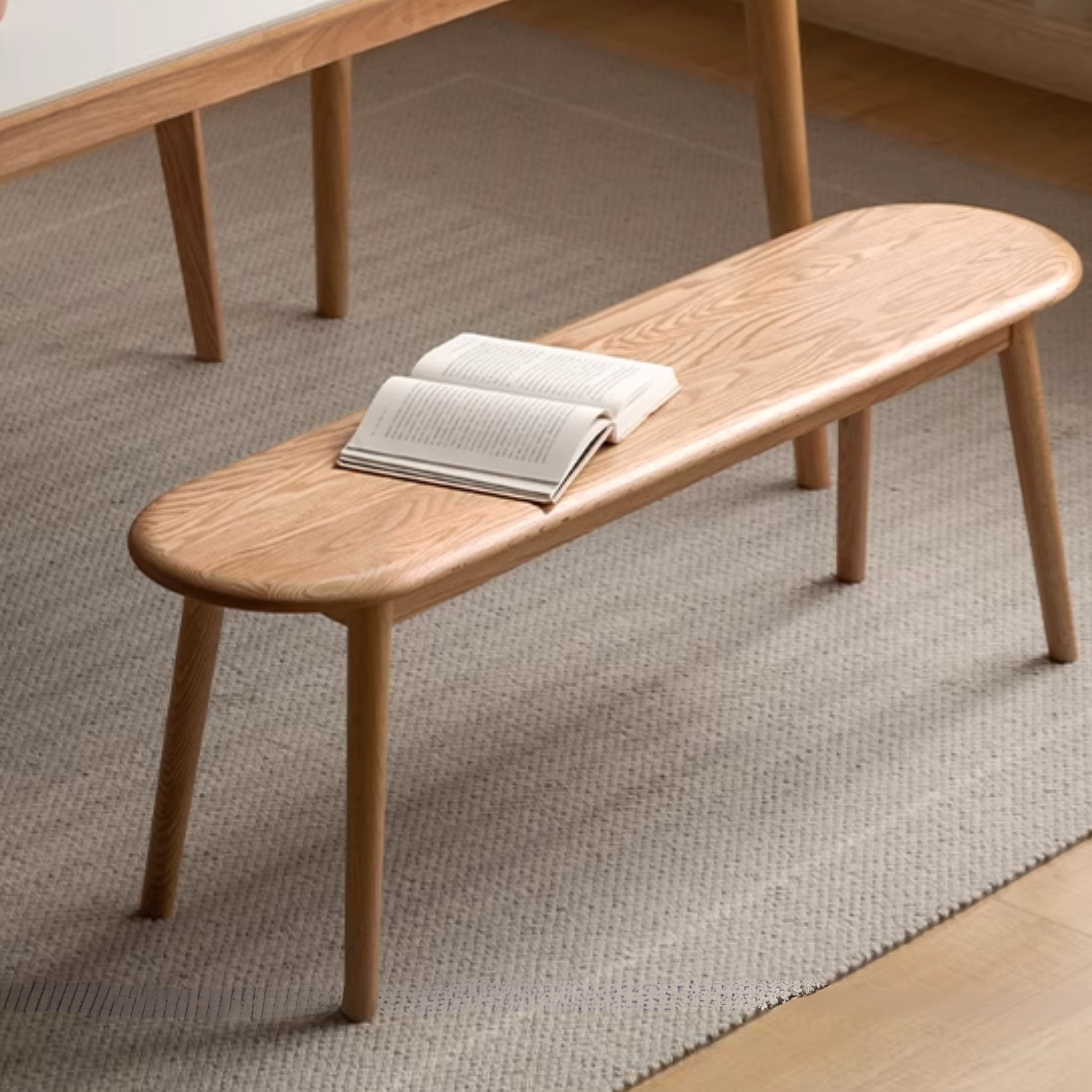 Oak, Black Walnut, Ash, Cherry Solid Wood Simple Bench: