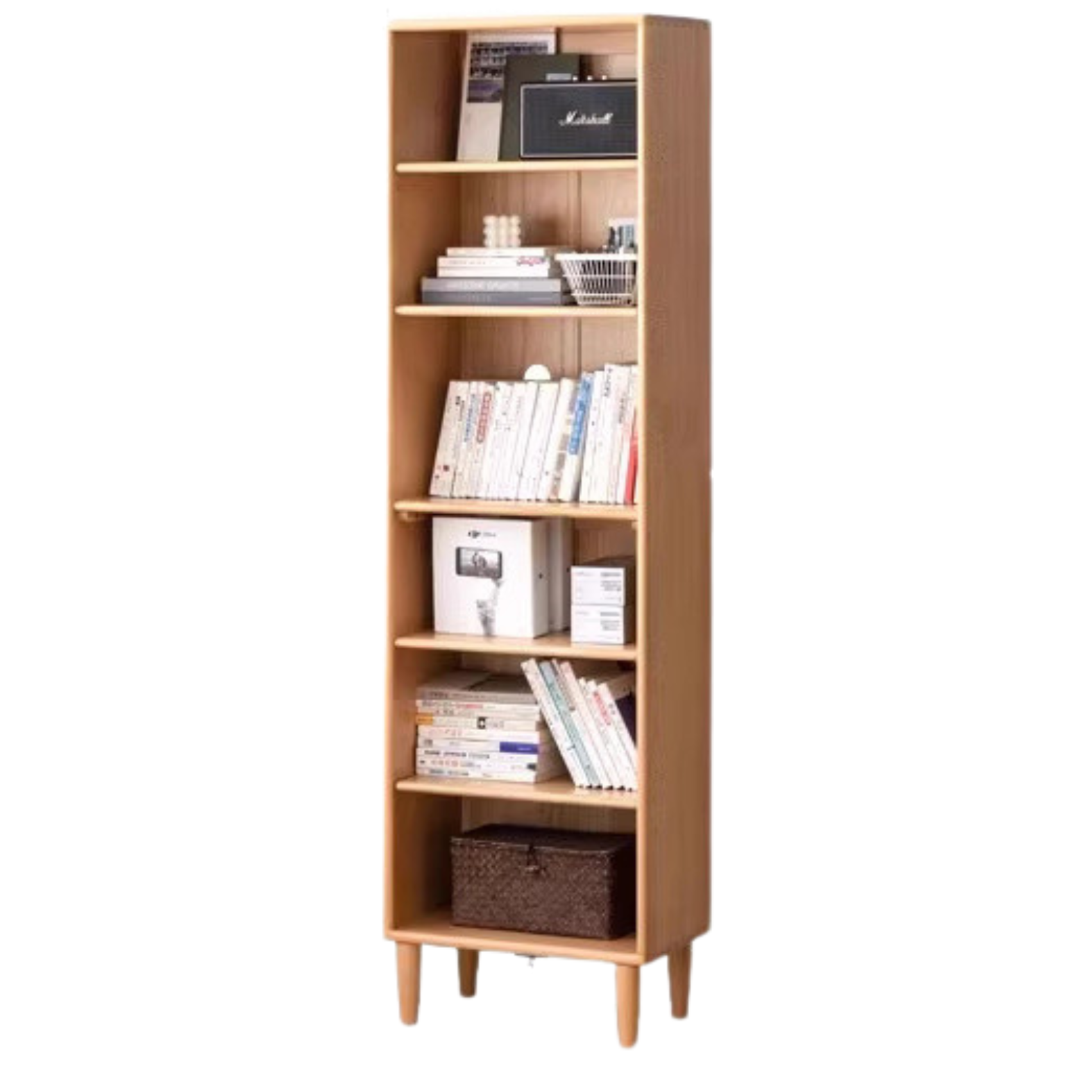 Beech Solid Wood Bookshelf Combination, Open Storage Cabinet