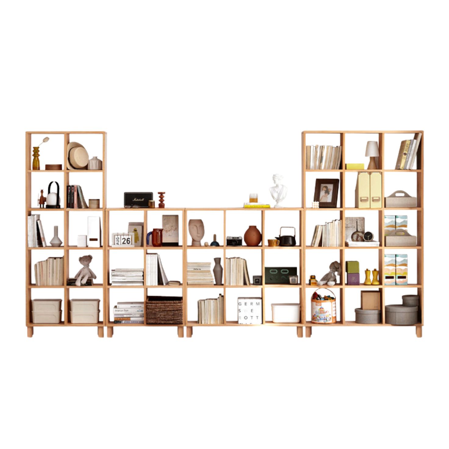 Beech, Oak Solid Wood Bookshelf Bookcase Free Combination