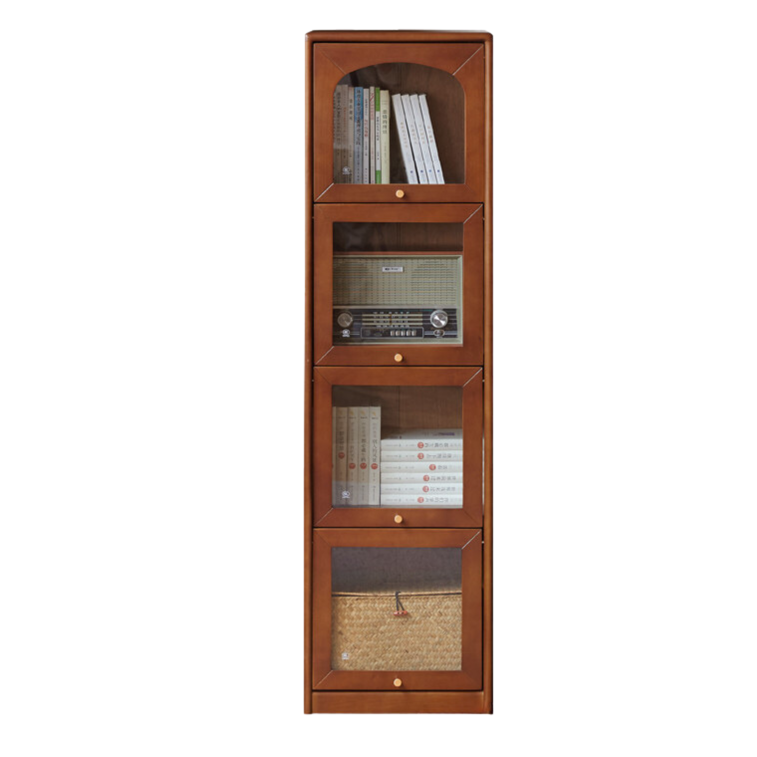 Poplar Solid Wood French Retro Glass Flip Door Bookcase