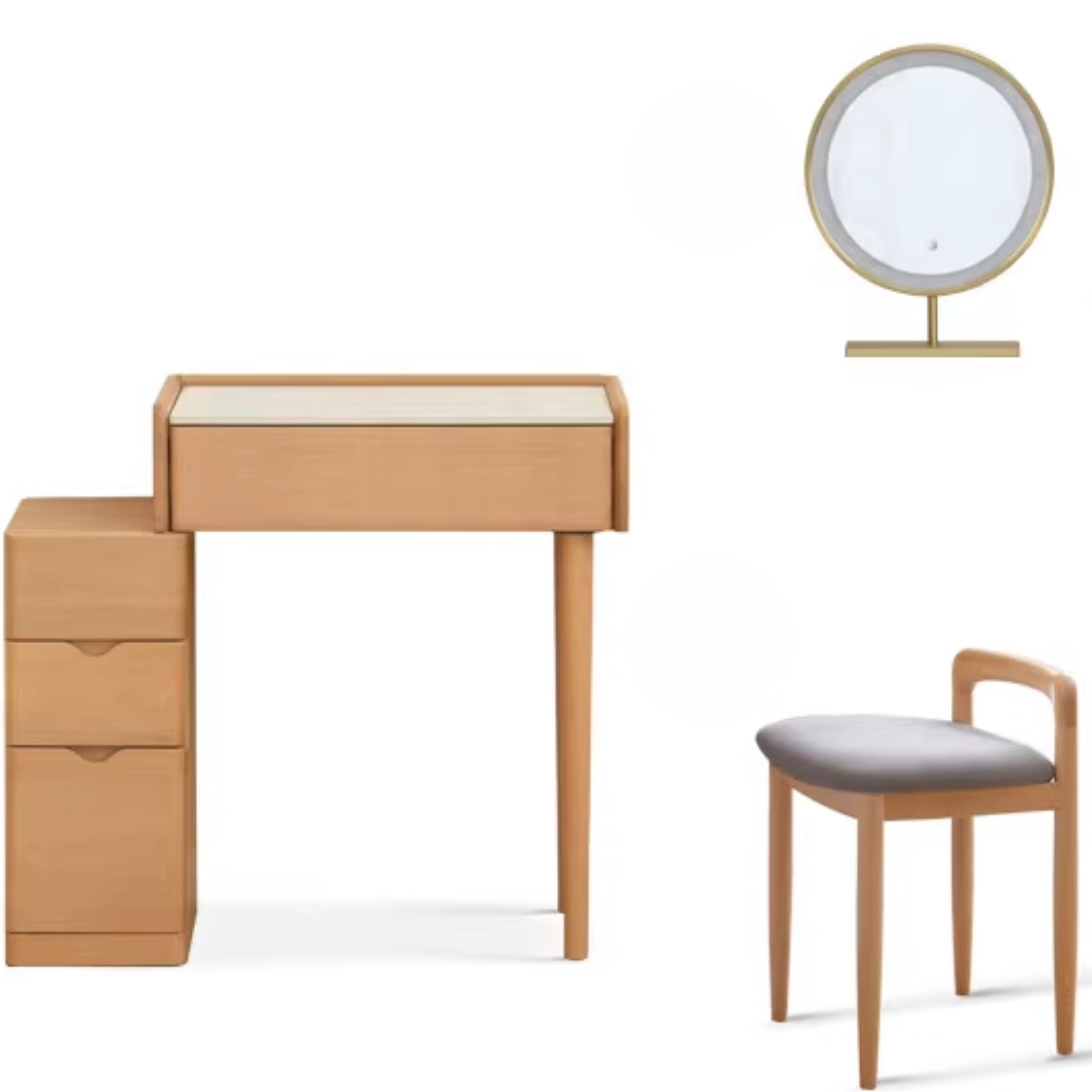 Beech Solid Wood Nordic Light Luxury Dressing Table.