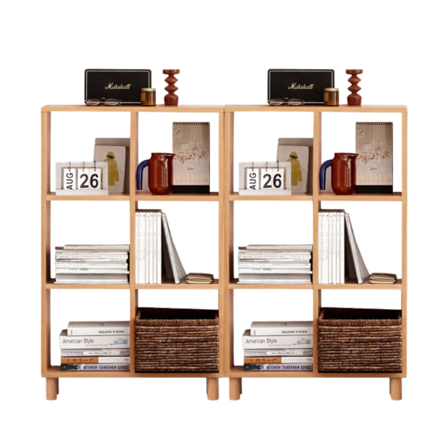 Beech, Oak Solid Wood Bookshelf Bookcase Free Combination