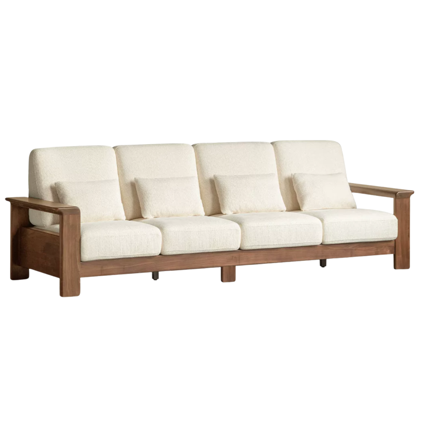 Black Walnut Solid Wood, Ash, Sandalwood, Genuine Leather, fabrics Designer Sofa with Deep, Structured Silhouette
