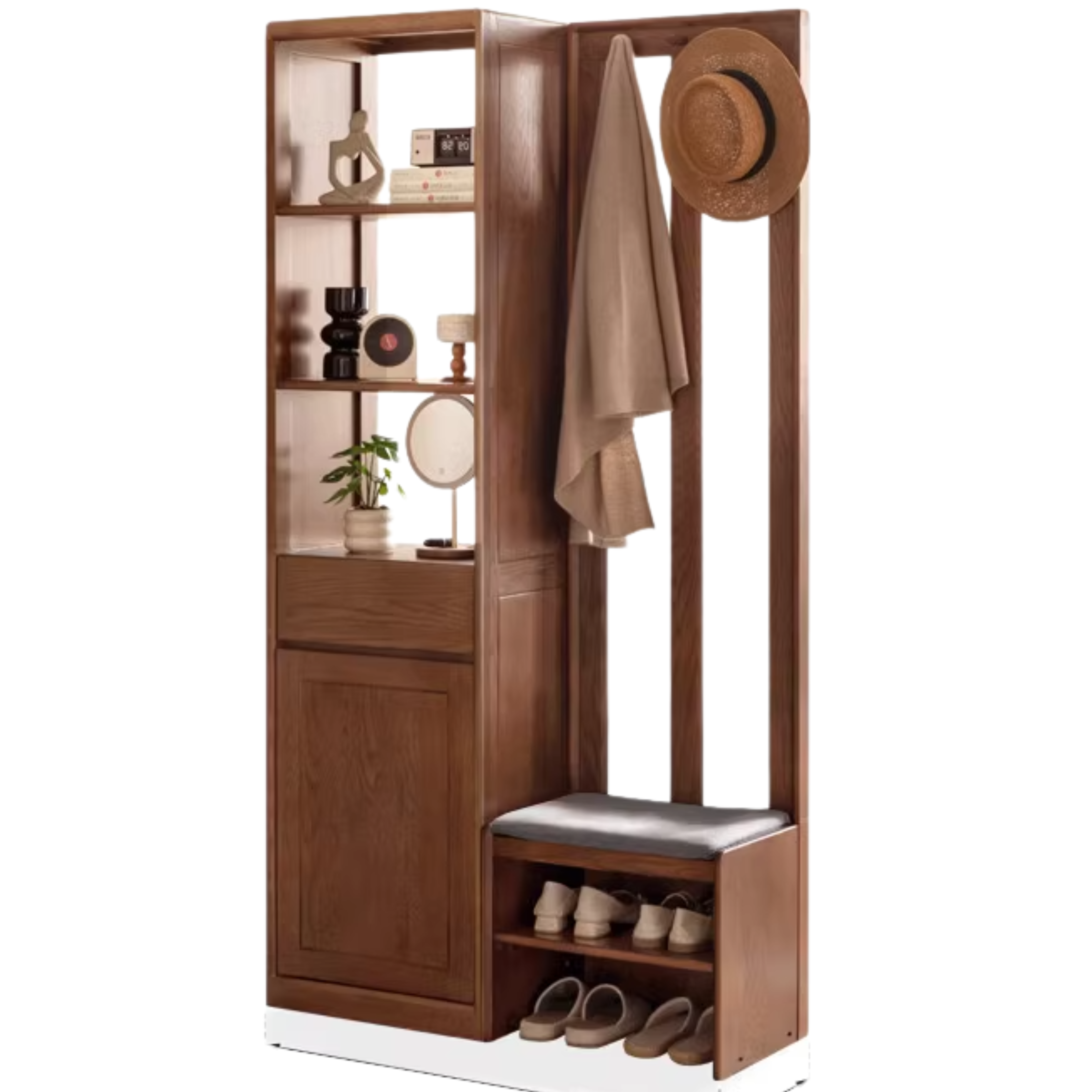 Oak Solid Wood Porch Cabinet Shoe Cabinet Integrated