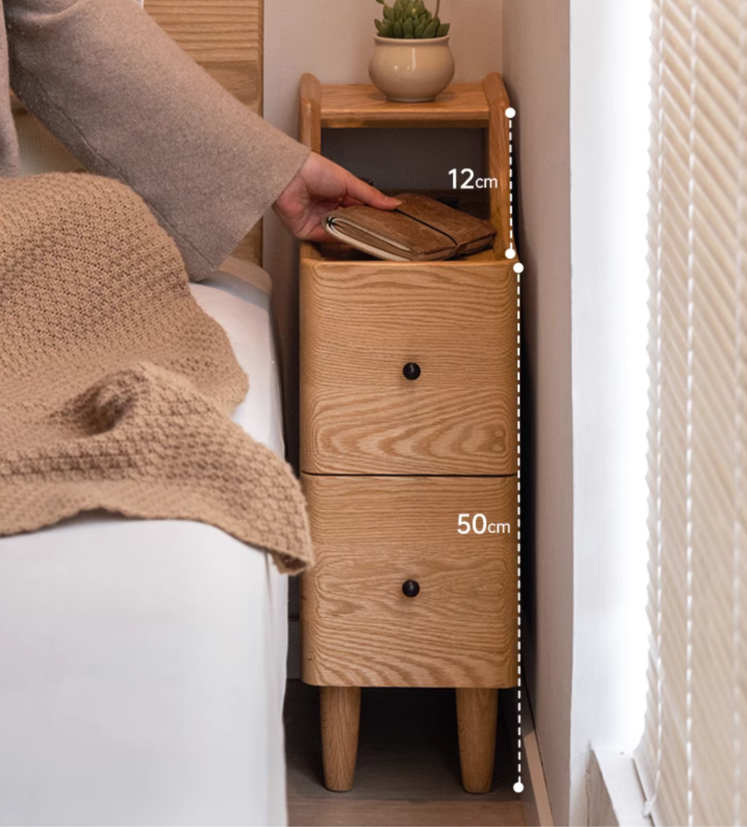 Ash, Oak Solid Wood, Solid RubberWood Modern Nightstand.