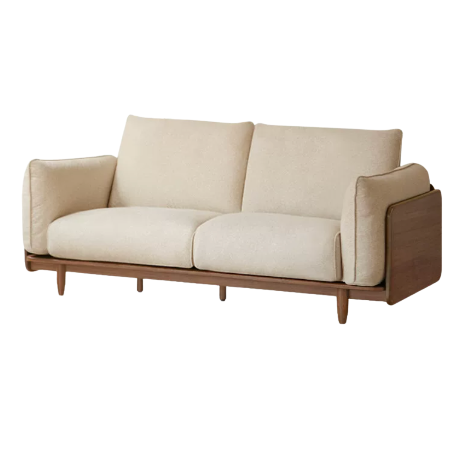 Black Walnut Solid Wood, Oak, Solid Sandalwood Genuine leather, fabric Sofa with Wood Base