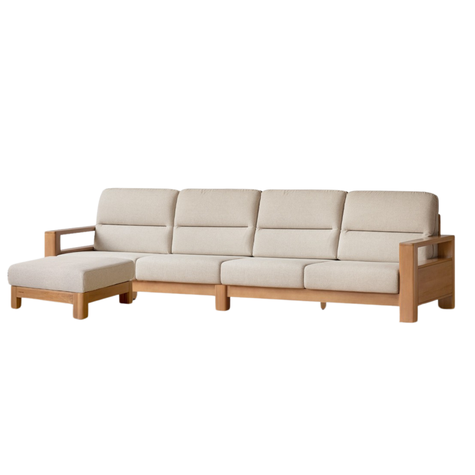 Poplar Solid Wood Sofa Modern Simple High Back Fabric Sofa