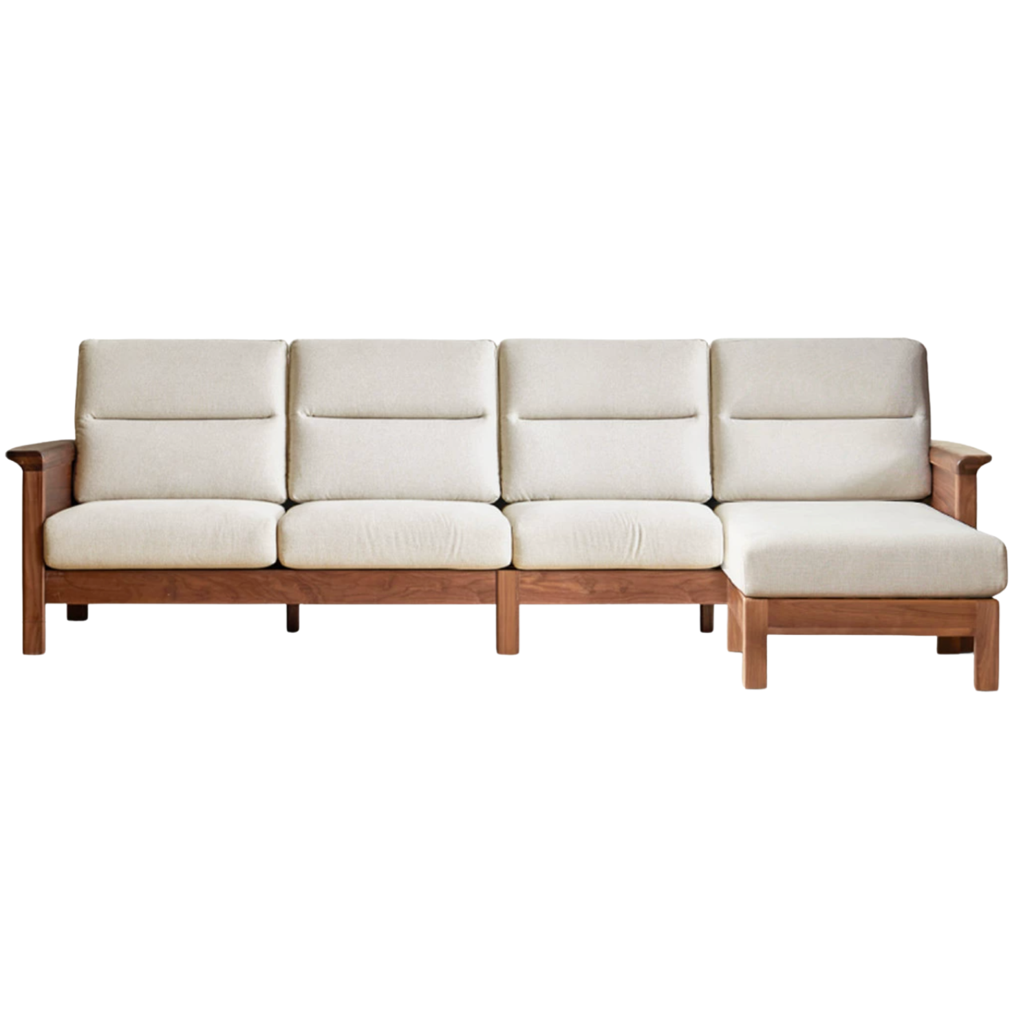 Sandalwood, Black Walnut Solid Wood Fabric Sofa.