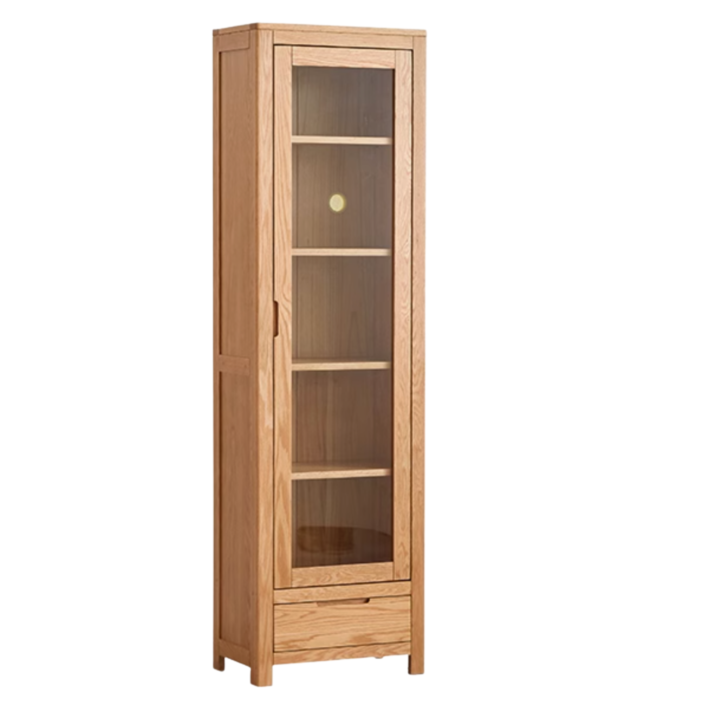Oak, Rubberwood Solid Wood Drawer Bookcase