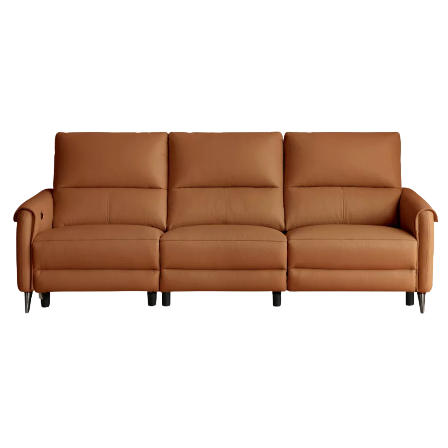Genuine Leather Power Reclining Sofa with Wall-Hugger Track Arms