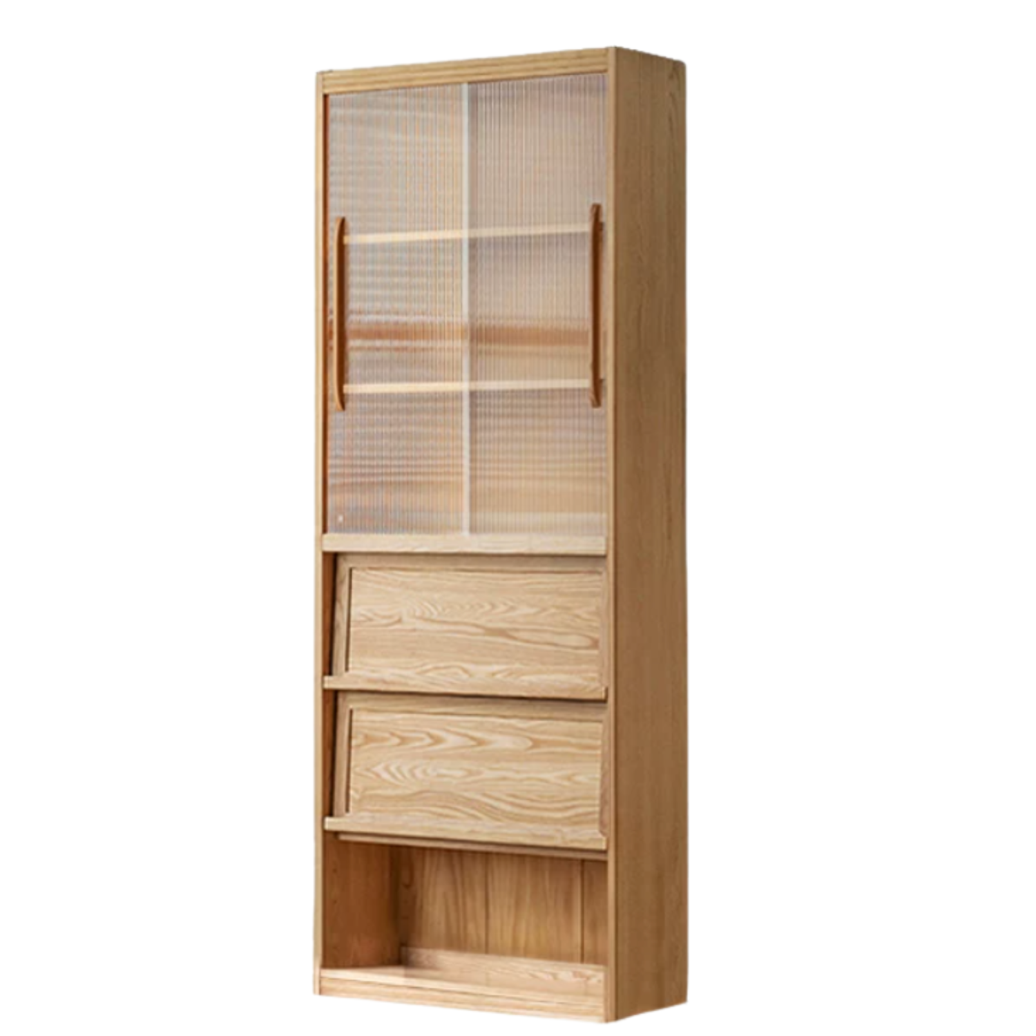 Ash Solid Wood Wall-Mounted Bookcase with Integrated Study Shelf